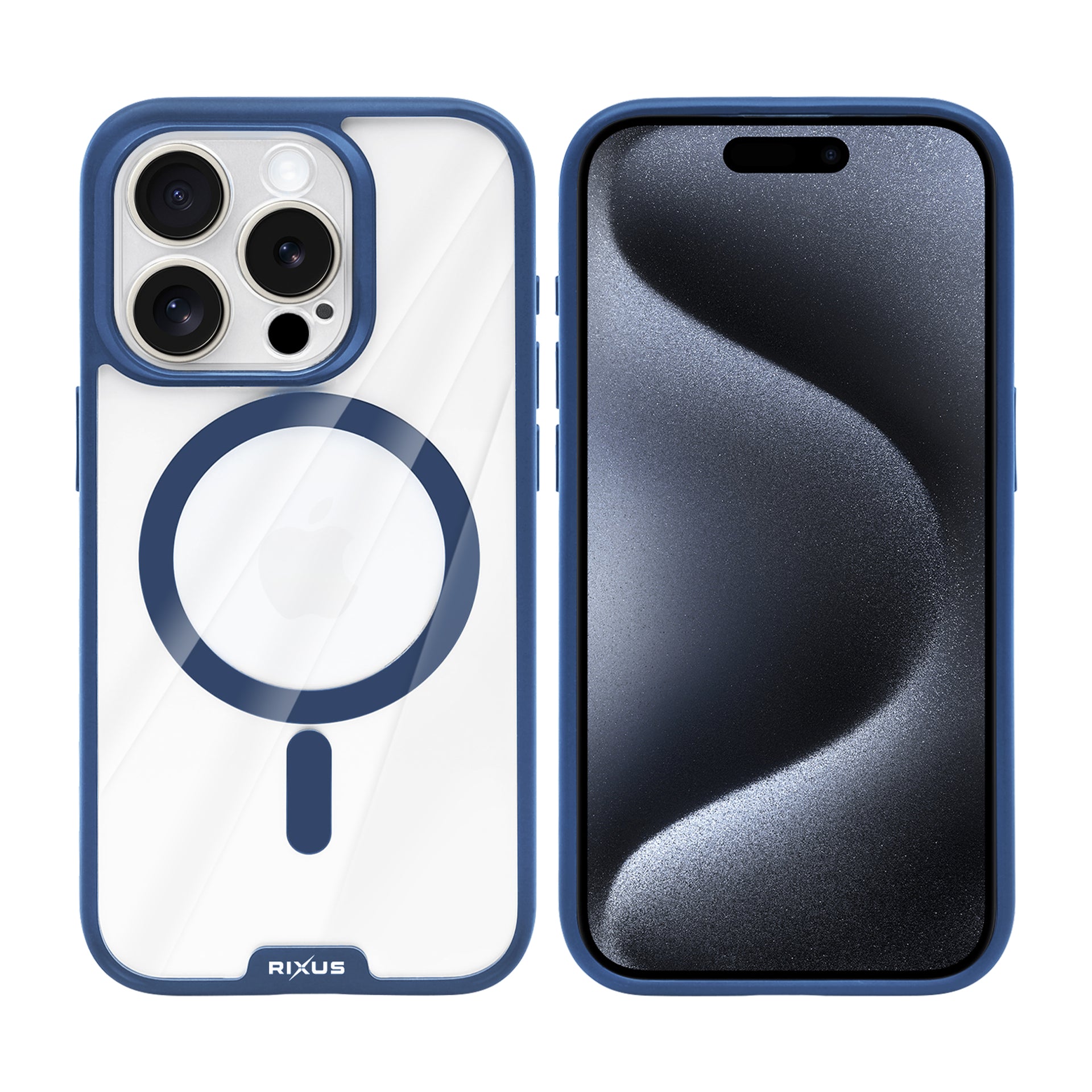 Rixus Crystal Amber Case For Apple iPhone 15 Pro Blue
