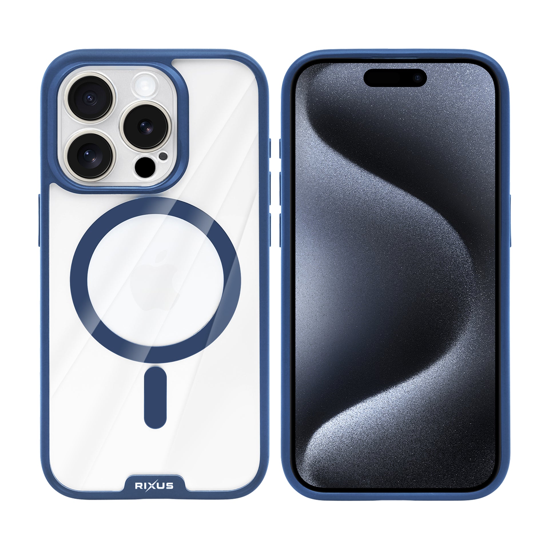 Rixus Crystal Amber Case For Apple iPhone 15 Pro Max Blue