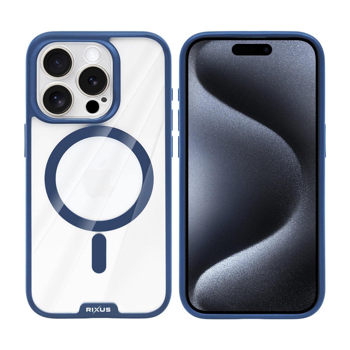Rixus Crystal Amber Case For Apple iPhone 15 Pro Max Blue