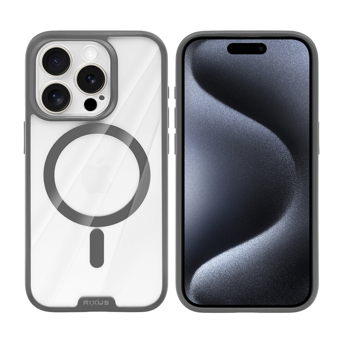 Rixus Crystal Amber Case For Apple iPhone 15 Pro Max Grey