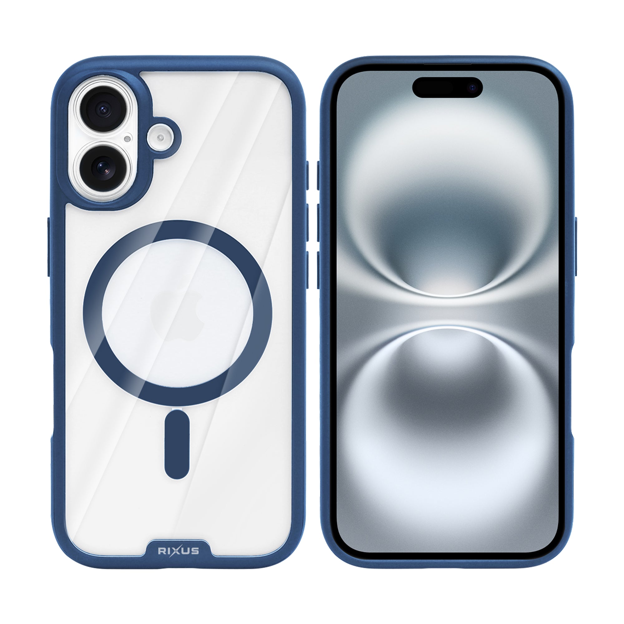 Rixus Crystal Amber Case For Apple iPhone 16 Blue