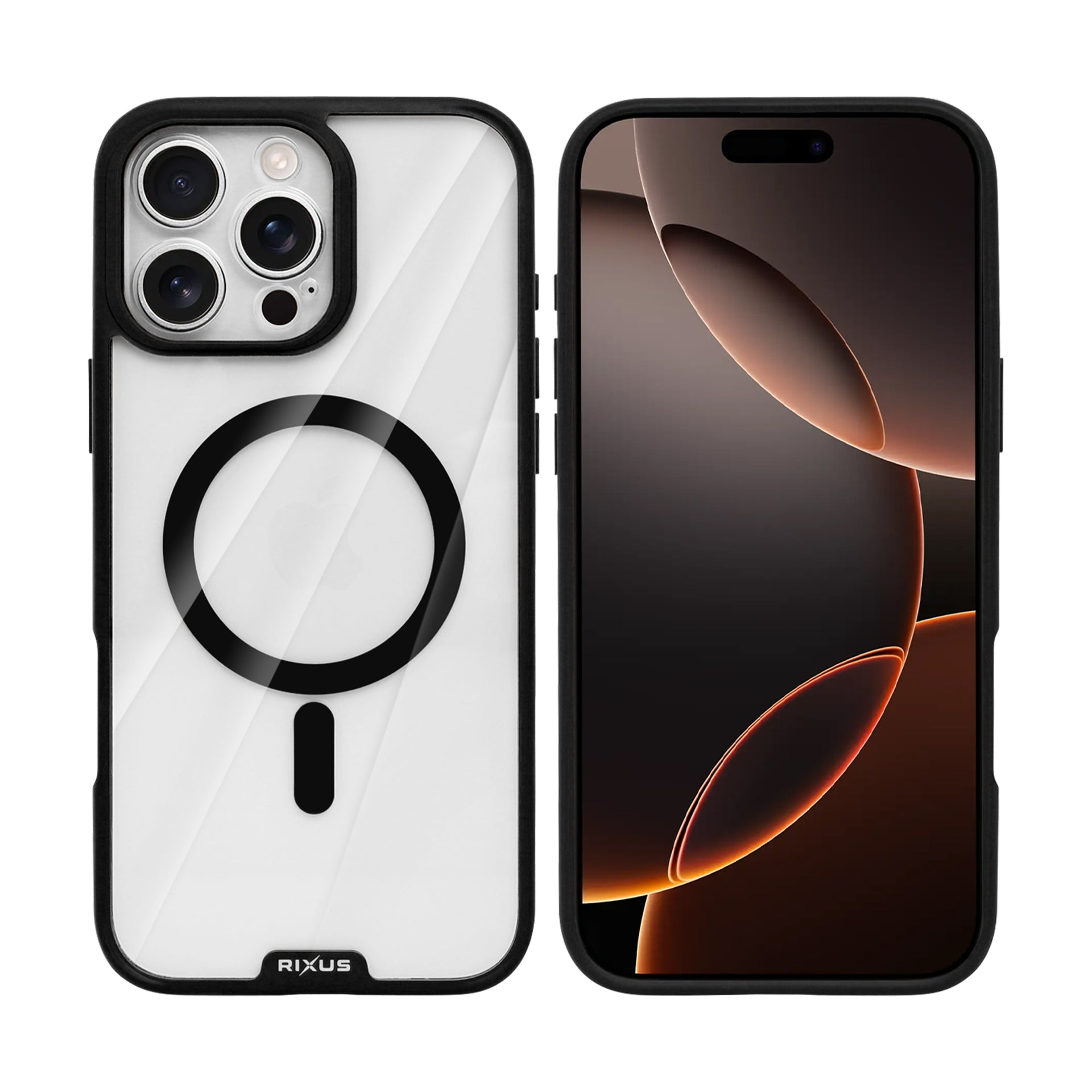 Rixus Crystal Amber Case For Apple iPhone 16 Pro Max Black