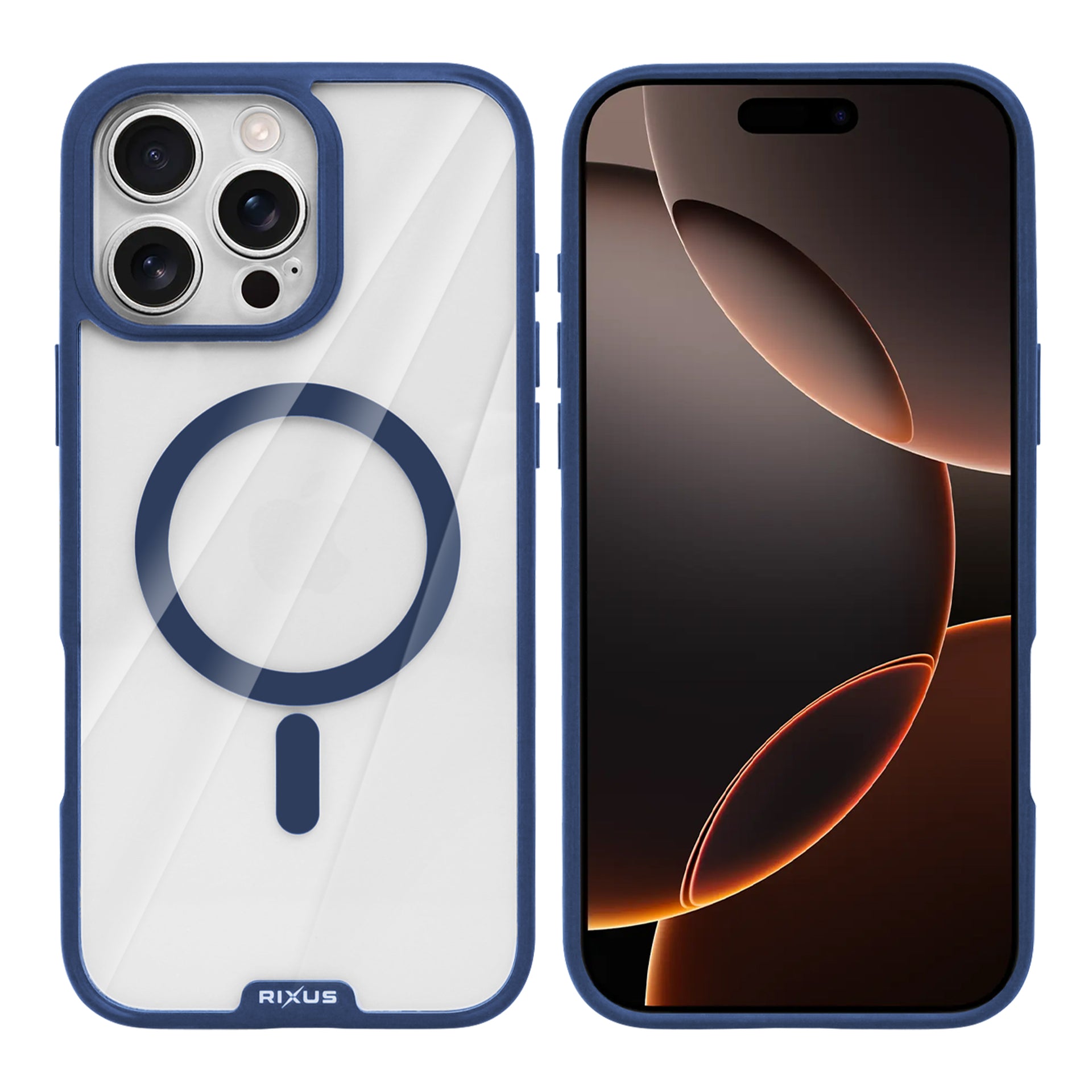 Rixus Crystal Amber Case For Apple iPhone 16 Pro Max Blue