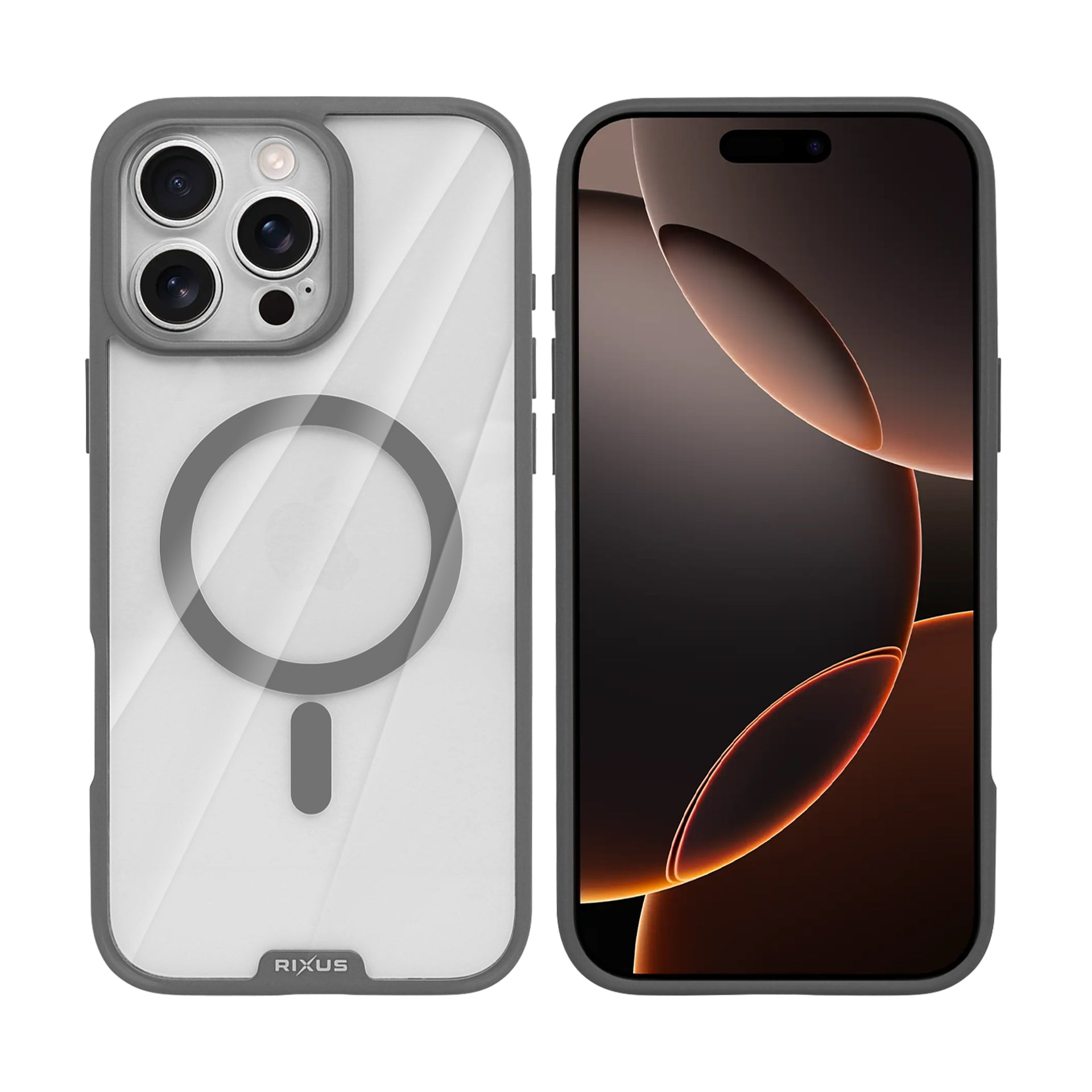 Rixus Crystal Amber Case For Apple iPhone 16 Pro Max Grey