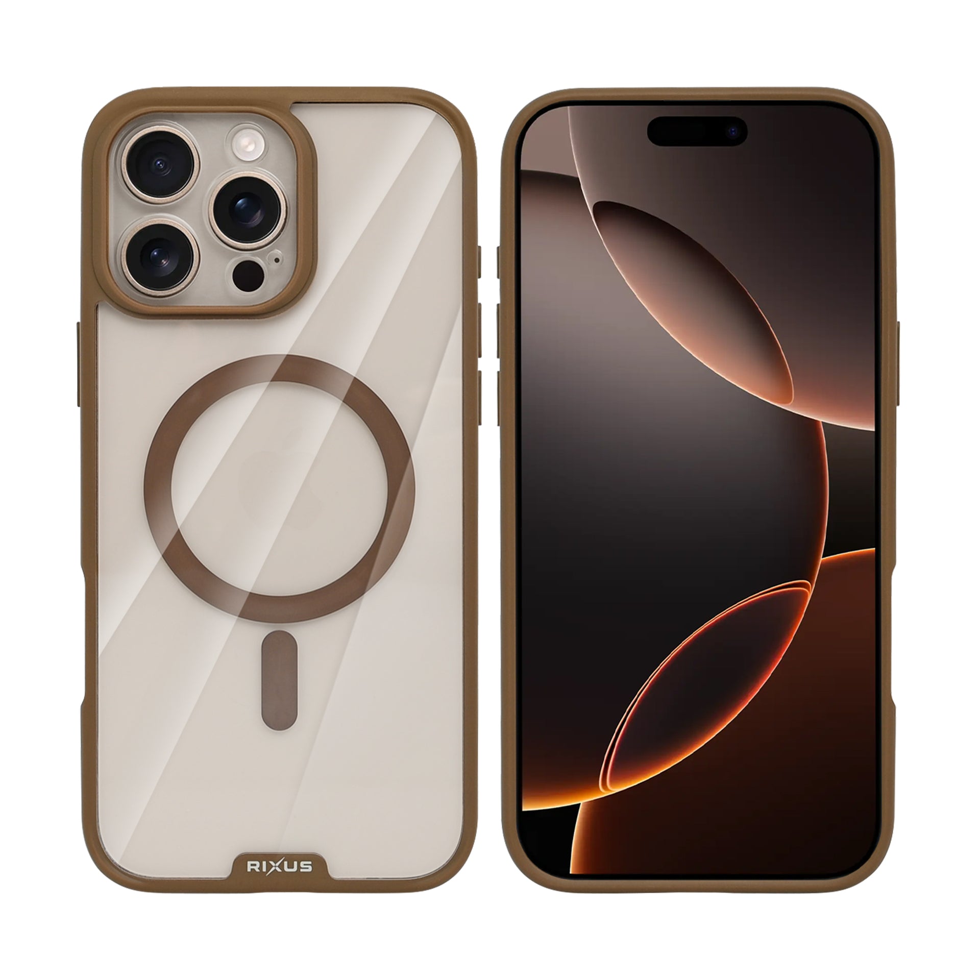 Rixus Crystal Amber Case For Apple iPhone 16 Pro Max Desert Gold