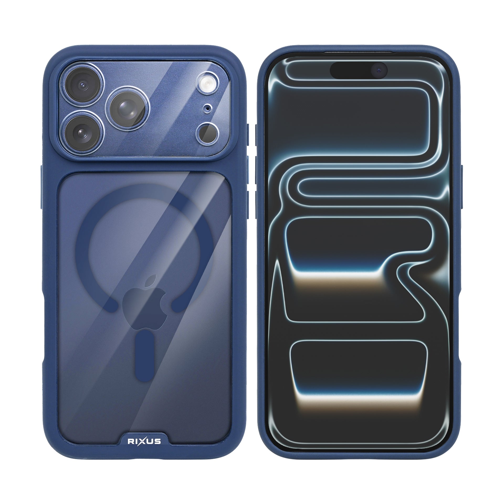 Rixus Crystal Amber Case For Apple iPhone 17 Pro Max Blue