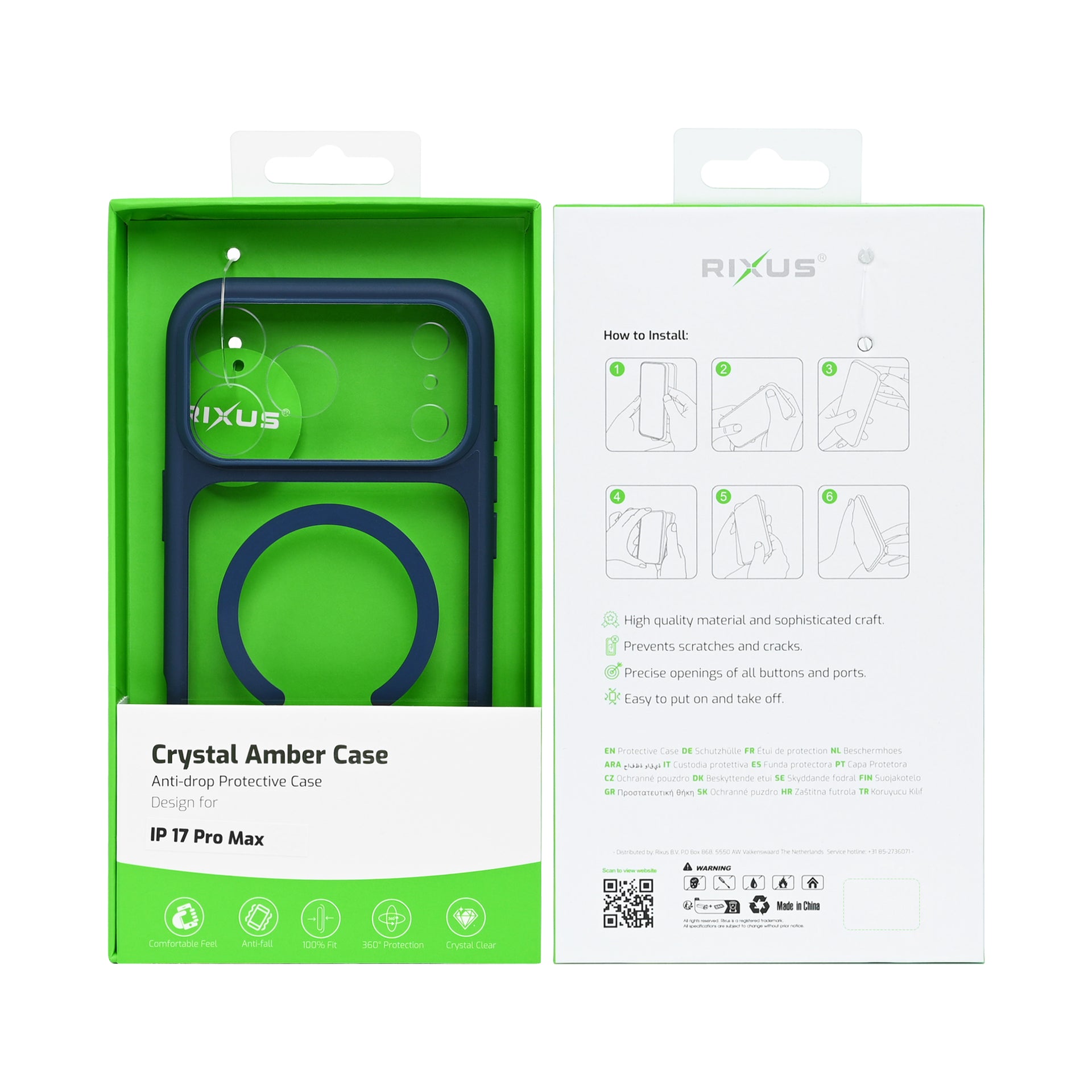 Rixus Crystal Amber Case For Apple iPhone 17 Pro Max Blue