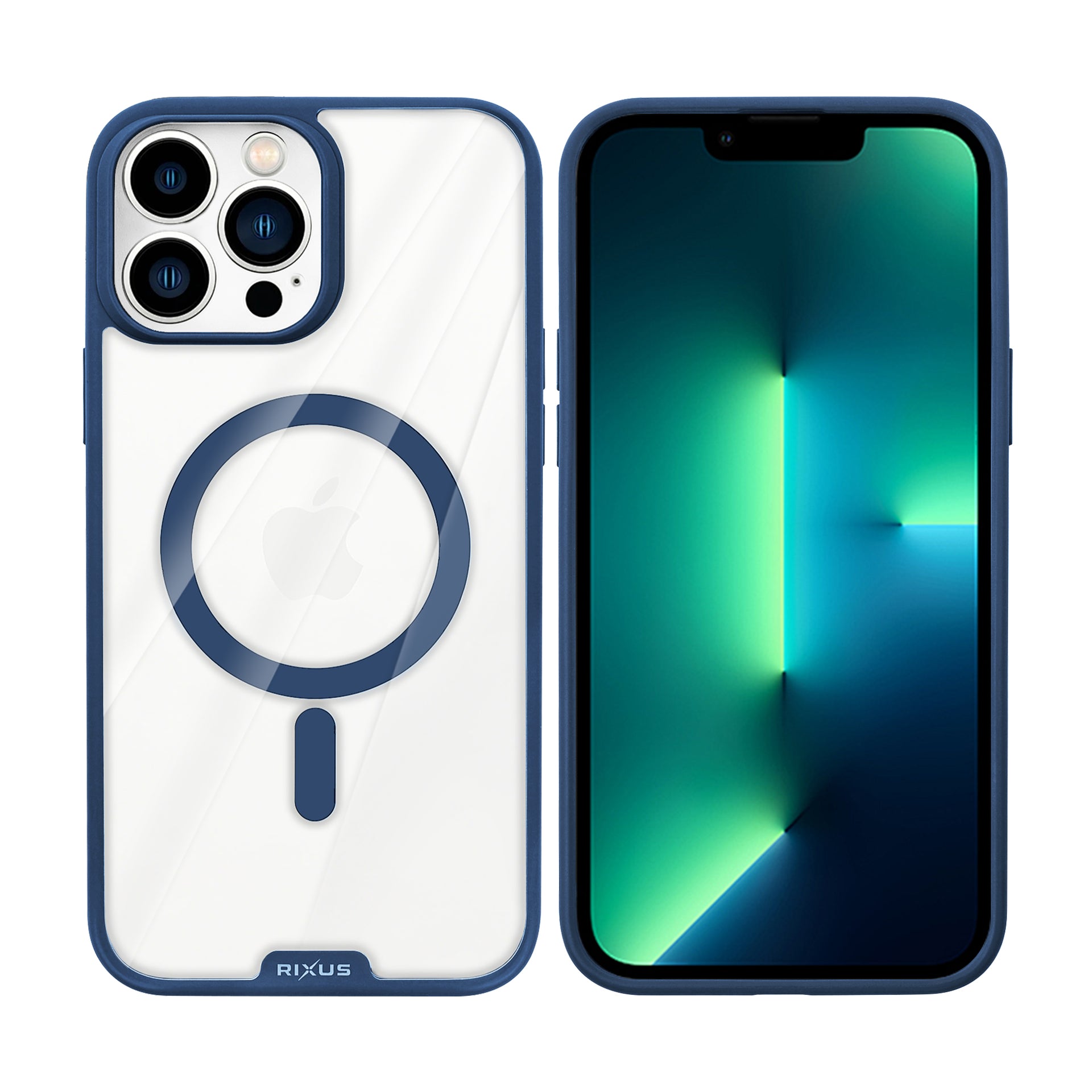 Rixus Crystal Amber Case For Apple iPhone 13 Pro Max Blue