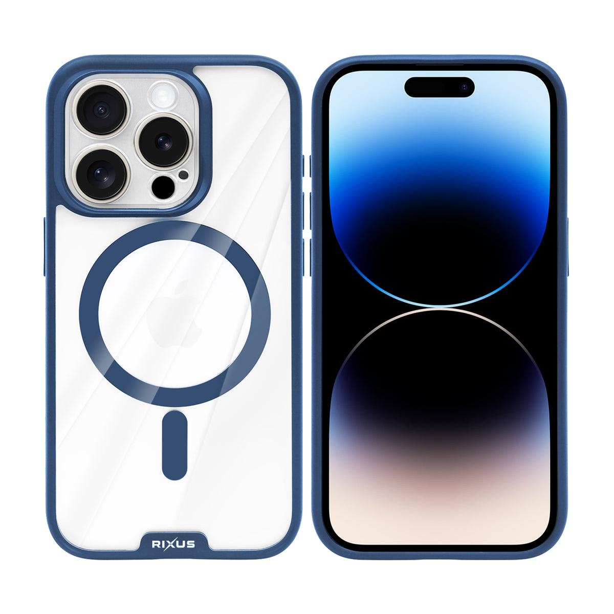 Rixus Crystal Amber Case For Apple iPhone 14 Pro Max Blue