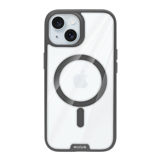 Rixus Crystal Amber Case For Apple iPhone 15 Grey