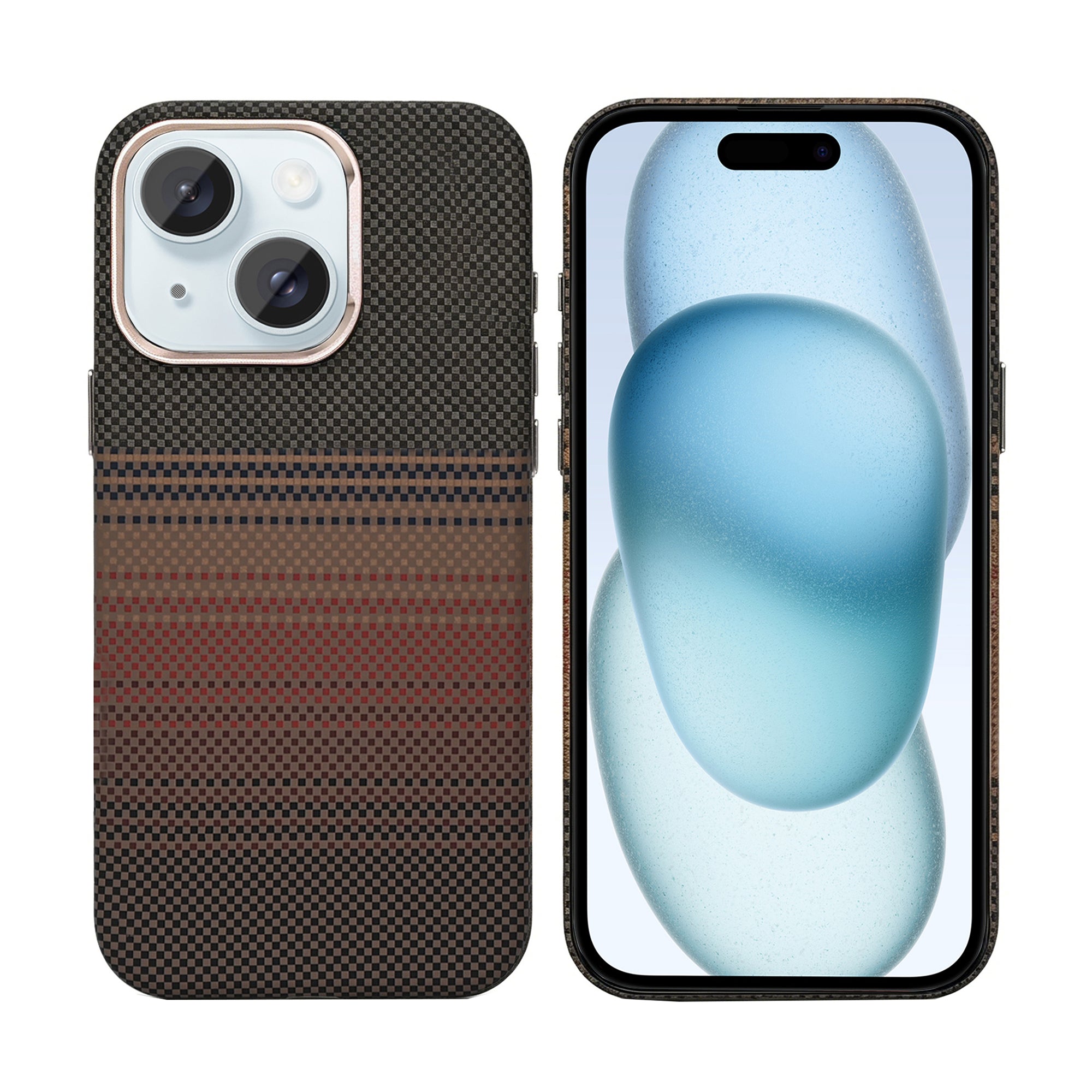 Rixus Alpine Ultra-Slim Case With MagSafe Compatible RXA130 For Apple iPhone 15 Stripe Brown