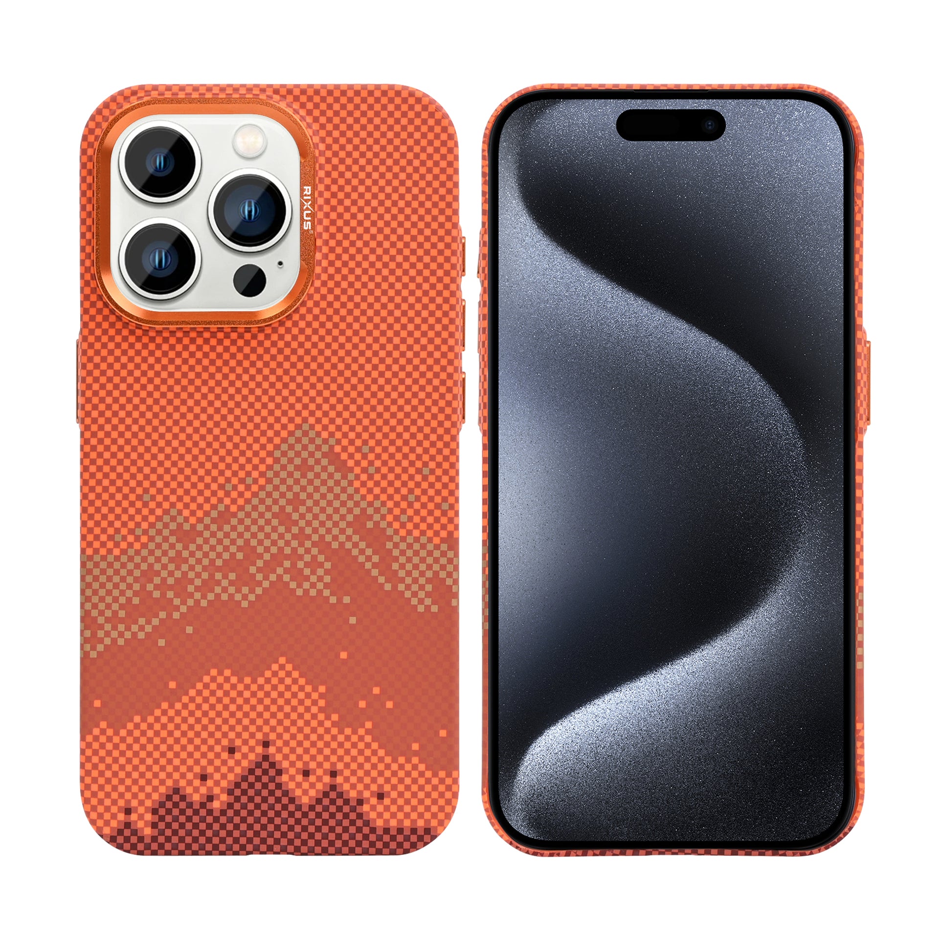 Rixus Alpine Ultra-Slim Case With MagSafe Compatible RXD081 For Apple iPhone 15 Pro Max Mountain Orange