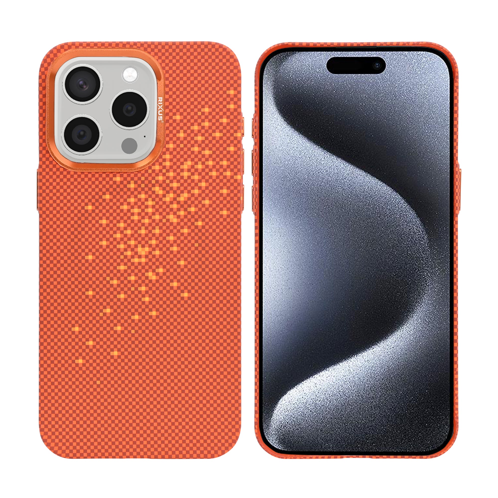 Rixus Alpine Ultra-Slim Case With MagSafe Compatible RXD021 For Apple iPhone 15 Pro Max Galaxy Orange