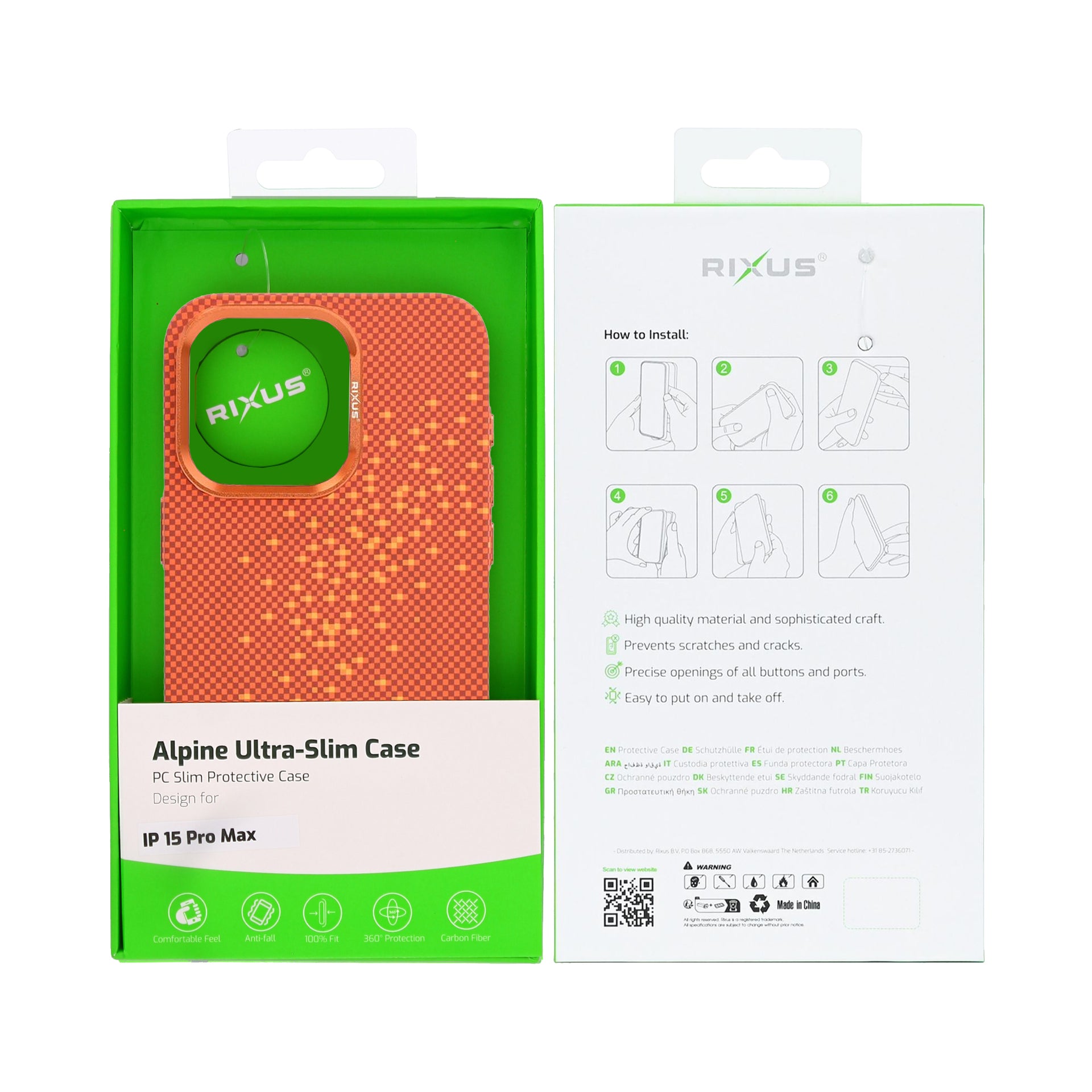 Rixus Alpine Ultra-Slim Case With MagSafe Compatible RXD021 For Apple iPhone 15 Pro Max Galaxy Orange
