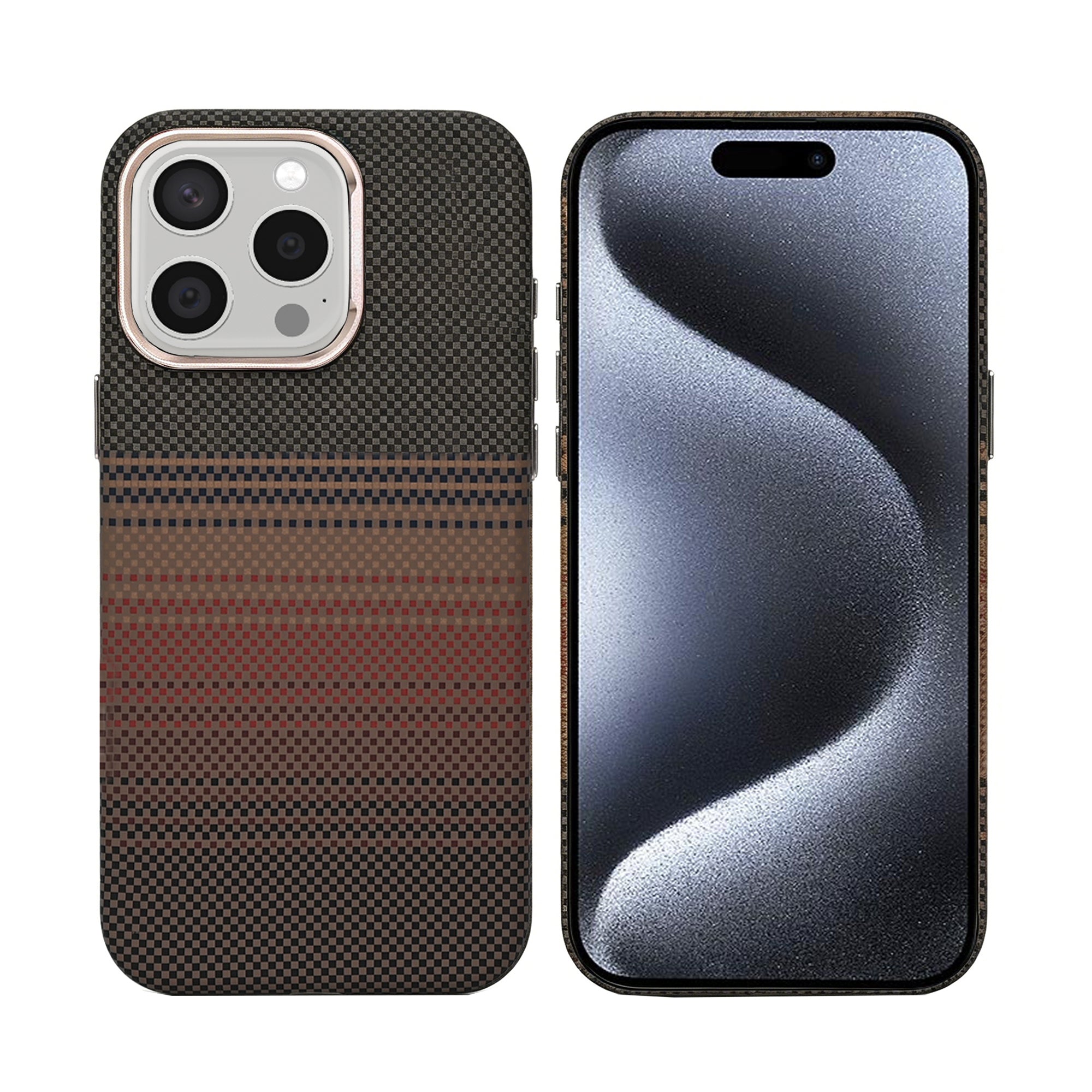 Rixus Alpine Ultra-Slim Case With MagSafe Compatible RXA130 For Apple iPhone 15 Pro Max Stripe Brown