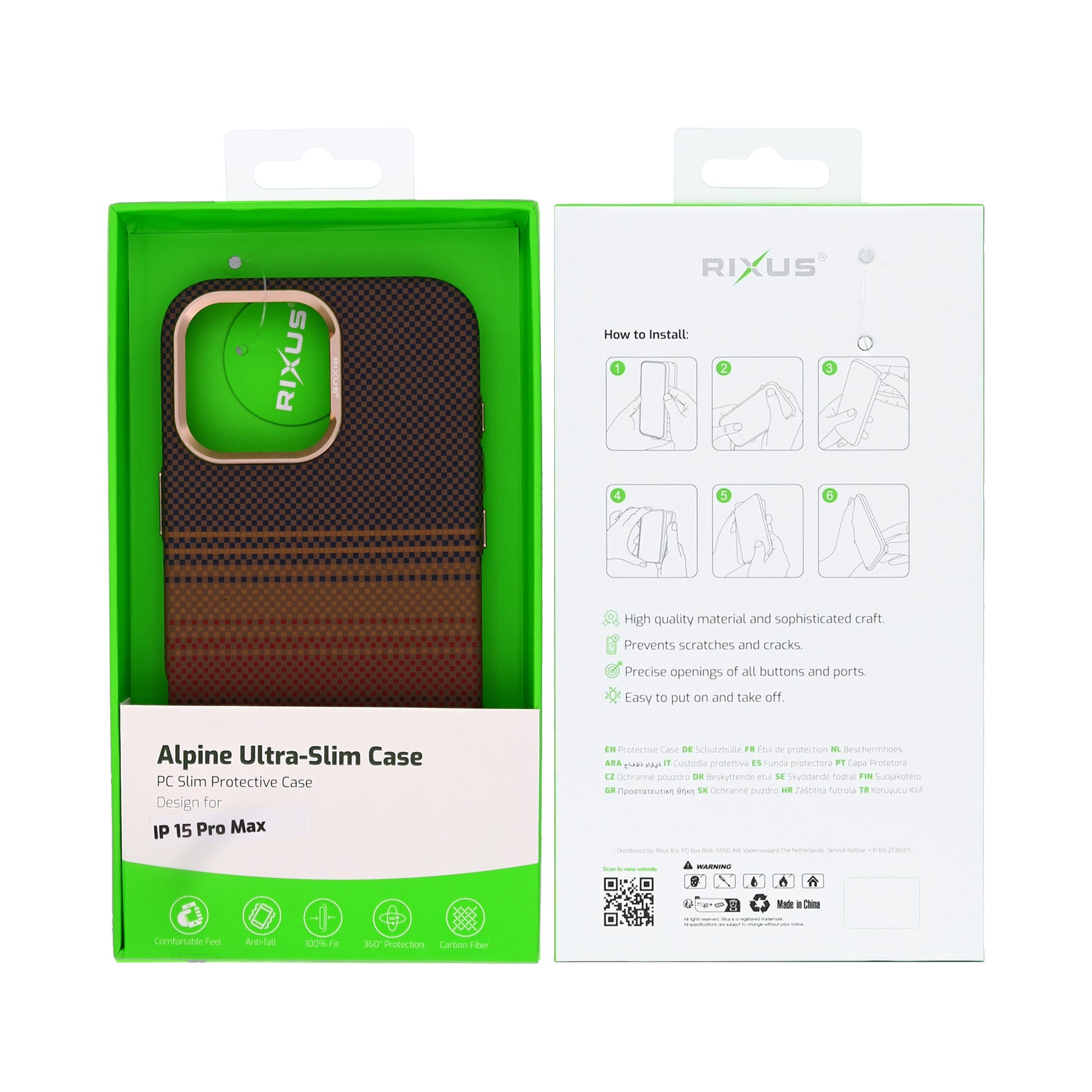 Rixus Alpine Ultra-Slim Case With MagSafe Compatible RXA130 For Apple iPhone 15 Pro Max Stripe Brown