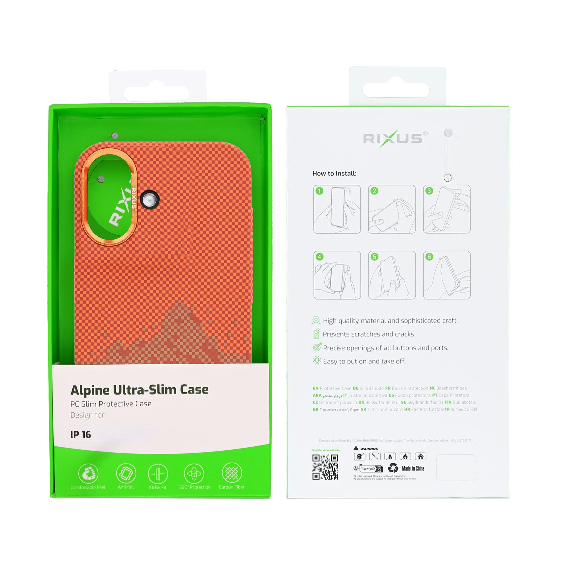 Rixus Alpine Ultra-Slim Case With MagSafe Compatible RXD081 For Apple iPhone 16 Mountain Orange