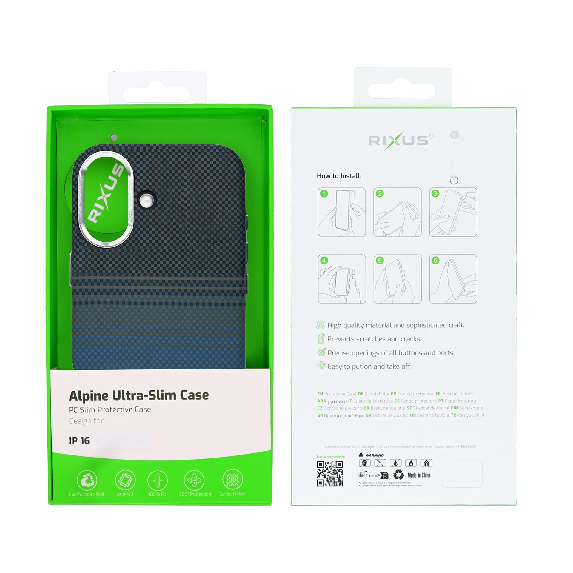 Rixus Alpine Ultra-Slim Case With MagSafe Compatible RXA131 For Apple iPhone 16 Stripe Blue