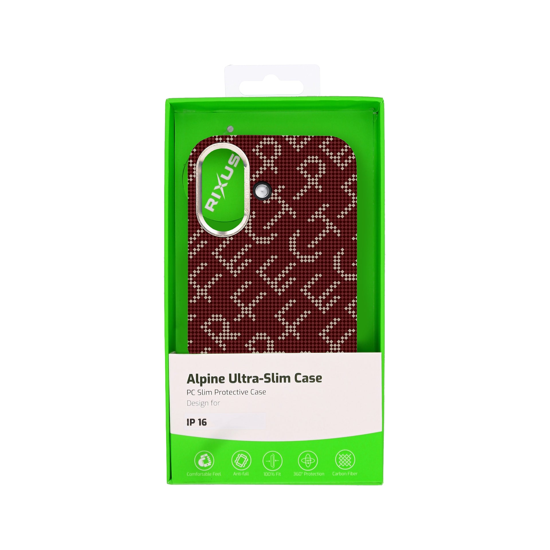 Rixus Alpine Ultra-Slim Case With MagSafe Compatible RXA093 For Apple iPhone 16 Cherry Red
