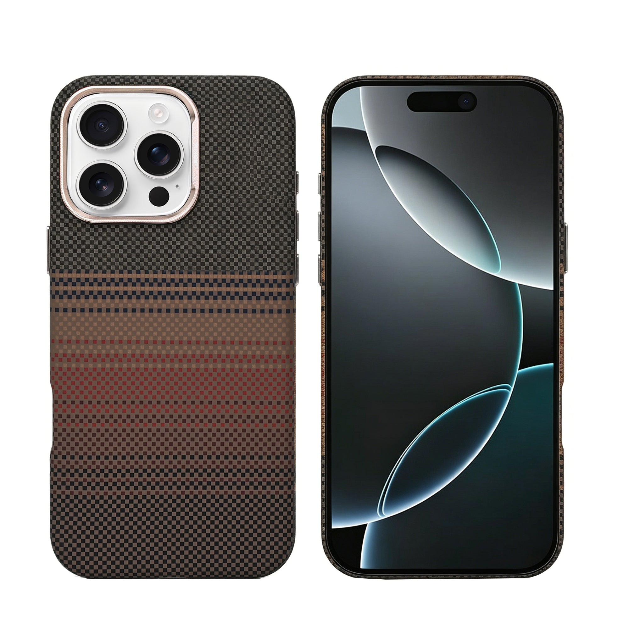 Rixus Alpine Ultra-Slim Case With MagSafe Compatible RXA130 For Apple iPhone 16 Pro Max Stripe Brown
