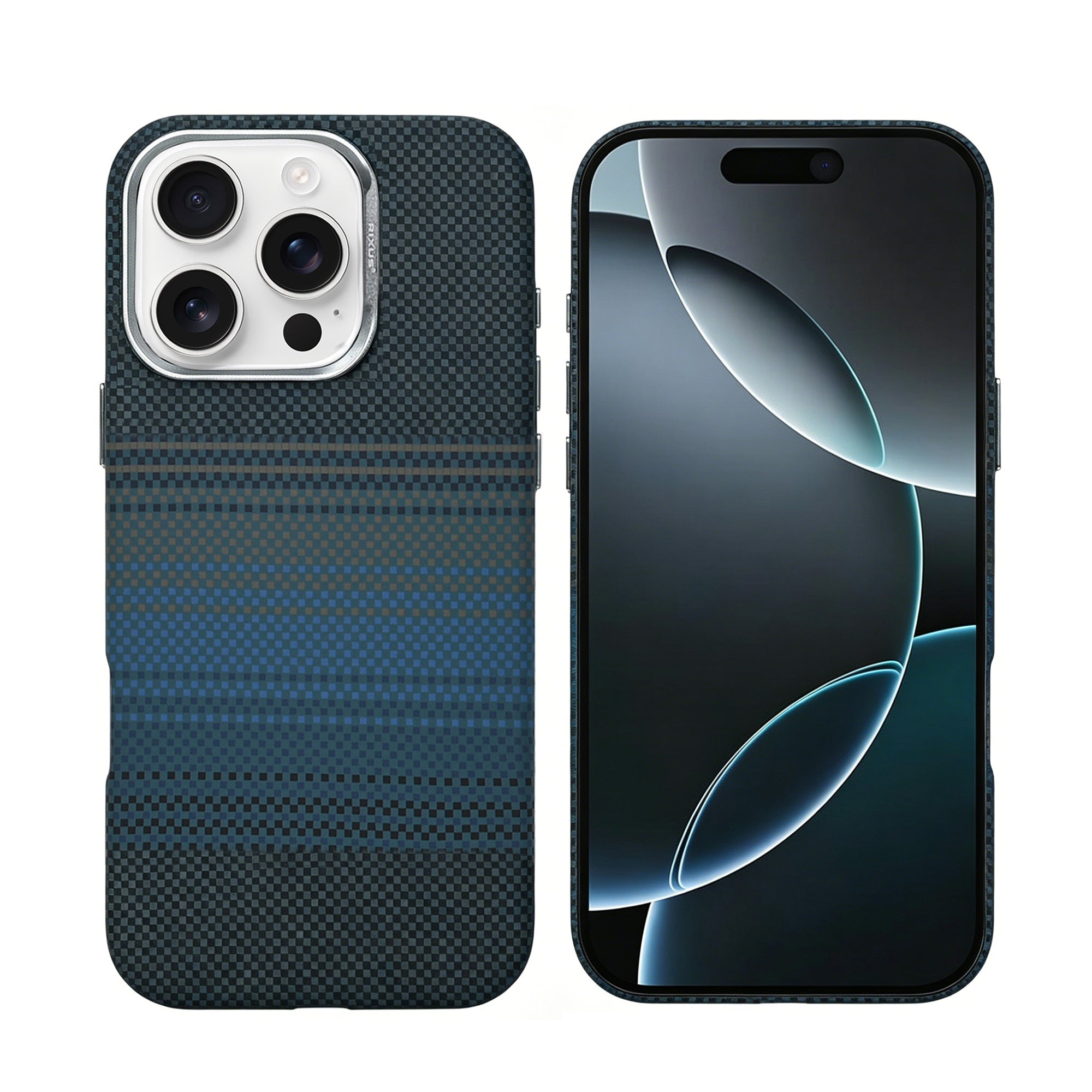 Rixus Alpine Ultra-Slim Case With MagSafe Compatible RXA131 For Apple iPhone 16 Pro Max Stripe Blue
