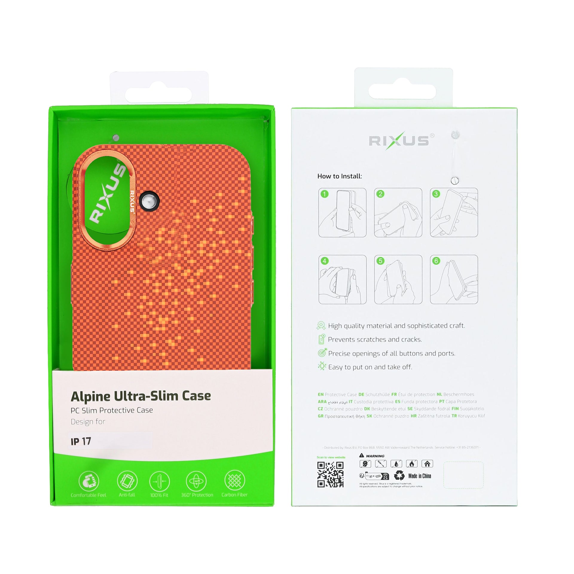 Rixus Alpine Ultra-Slim Case With MagSafe Compatible RXD021 For Apple iPhone 17 Galaxy Orange