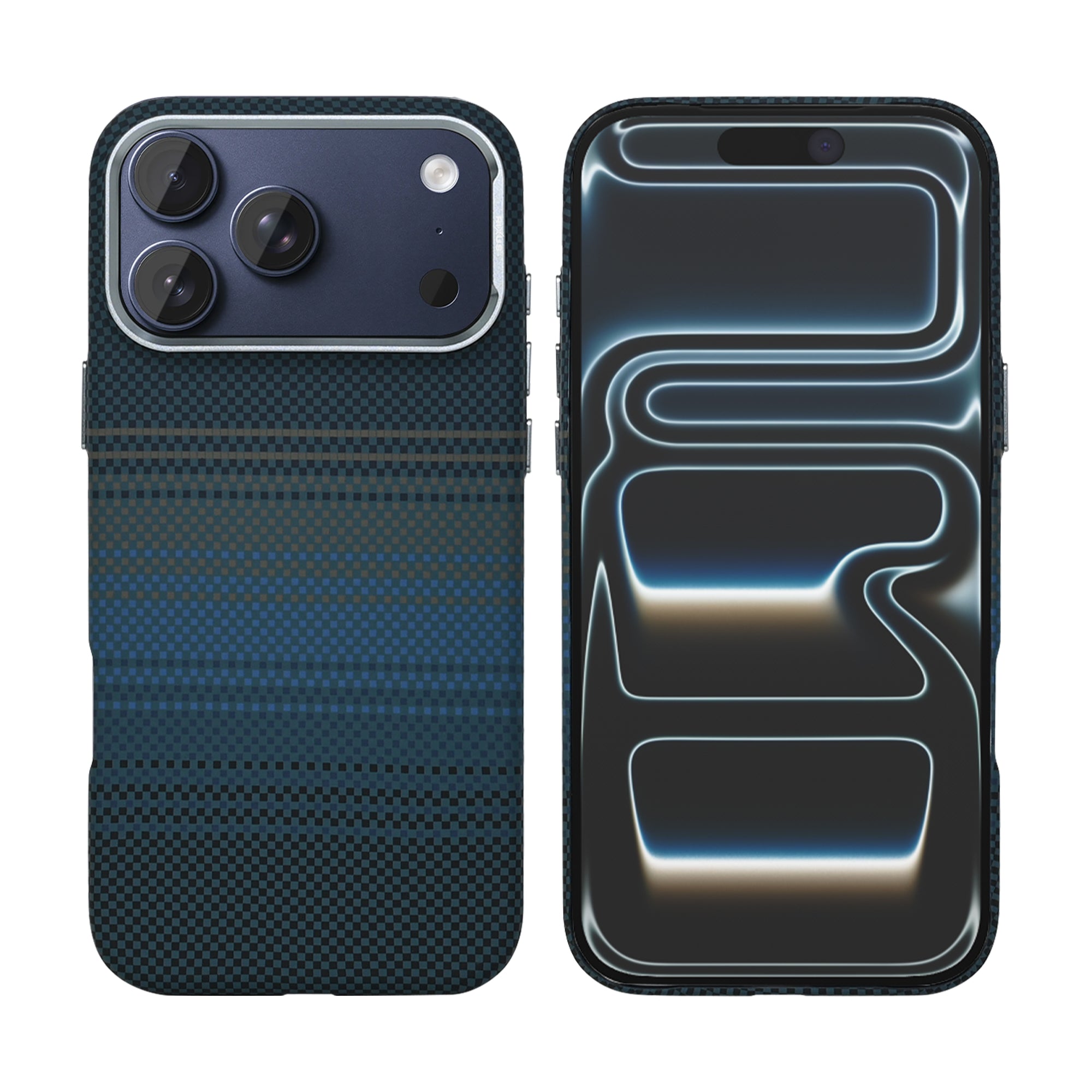 Rixus Alpine Ultra-Slim Case With MagSafe Compatible RXA131 For Apple iPhone 17 Pro Stripe Blue