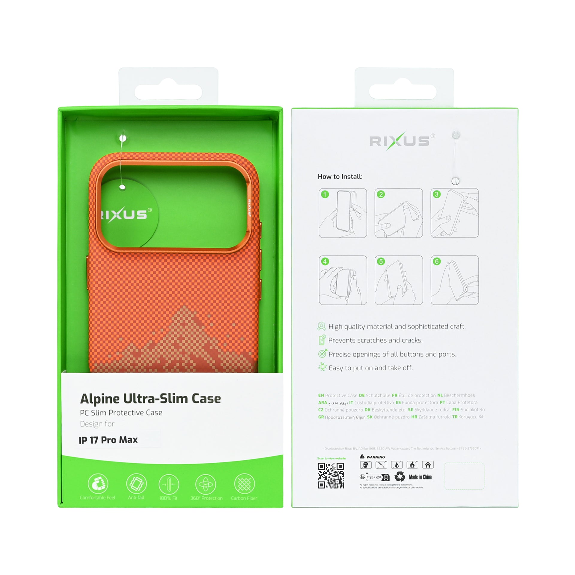 Rixus Alpine Ultra-Slim Case With MagSafe Compatible RXD081 For Apple iPhone 17 Pro Max Mountain Orange