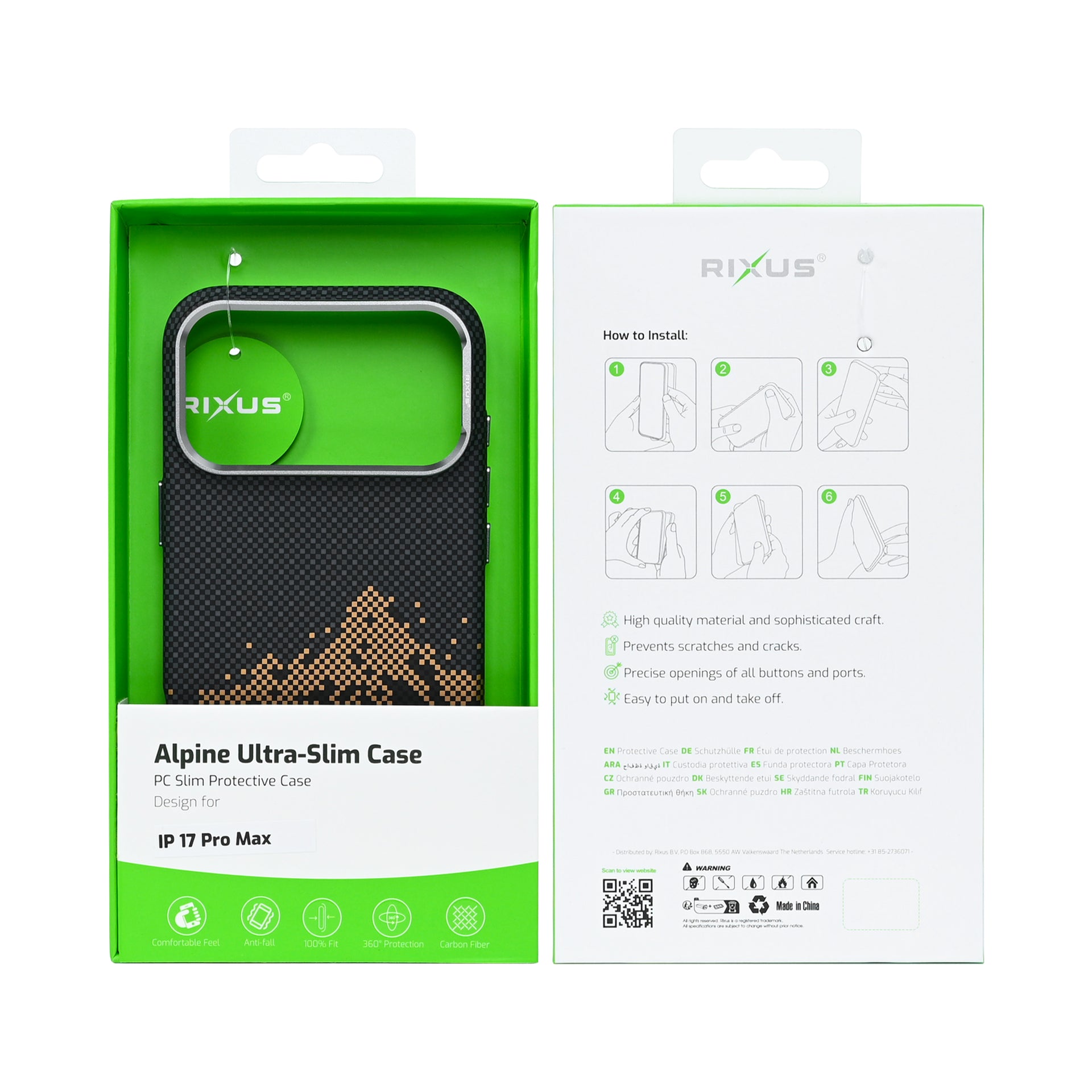 Rixus Alpine Ultra-Slim Case With MagSafe Compatible RXD082 For Apple iPhone 17 Pro Max Mountain Black