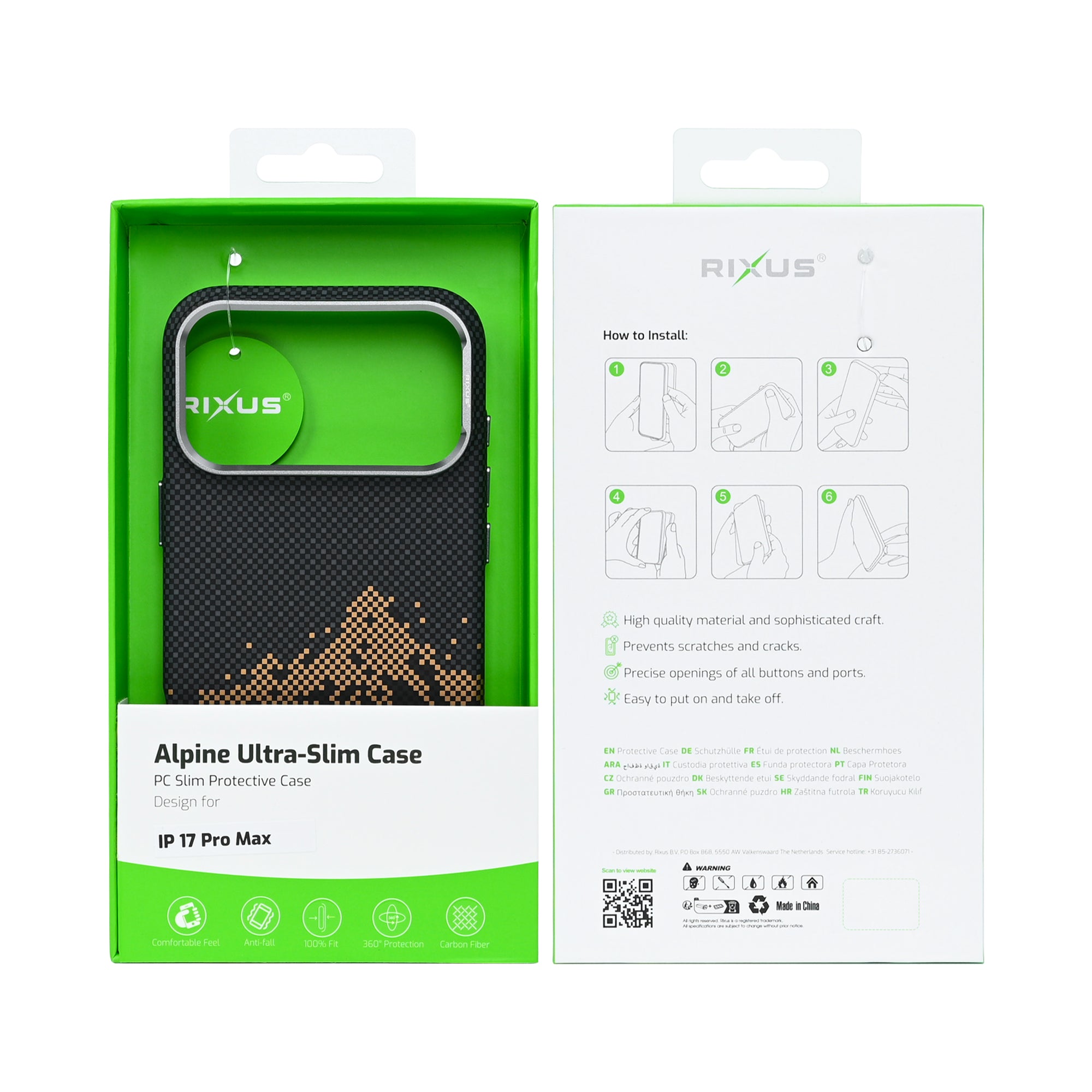 Rixus Alpine Ultra-Slim Case With MagSafe Compatible RXD082 For Apple iPhone 17 Pro Max Mountain Black