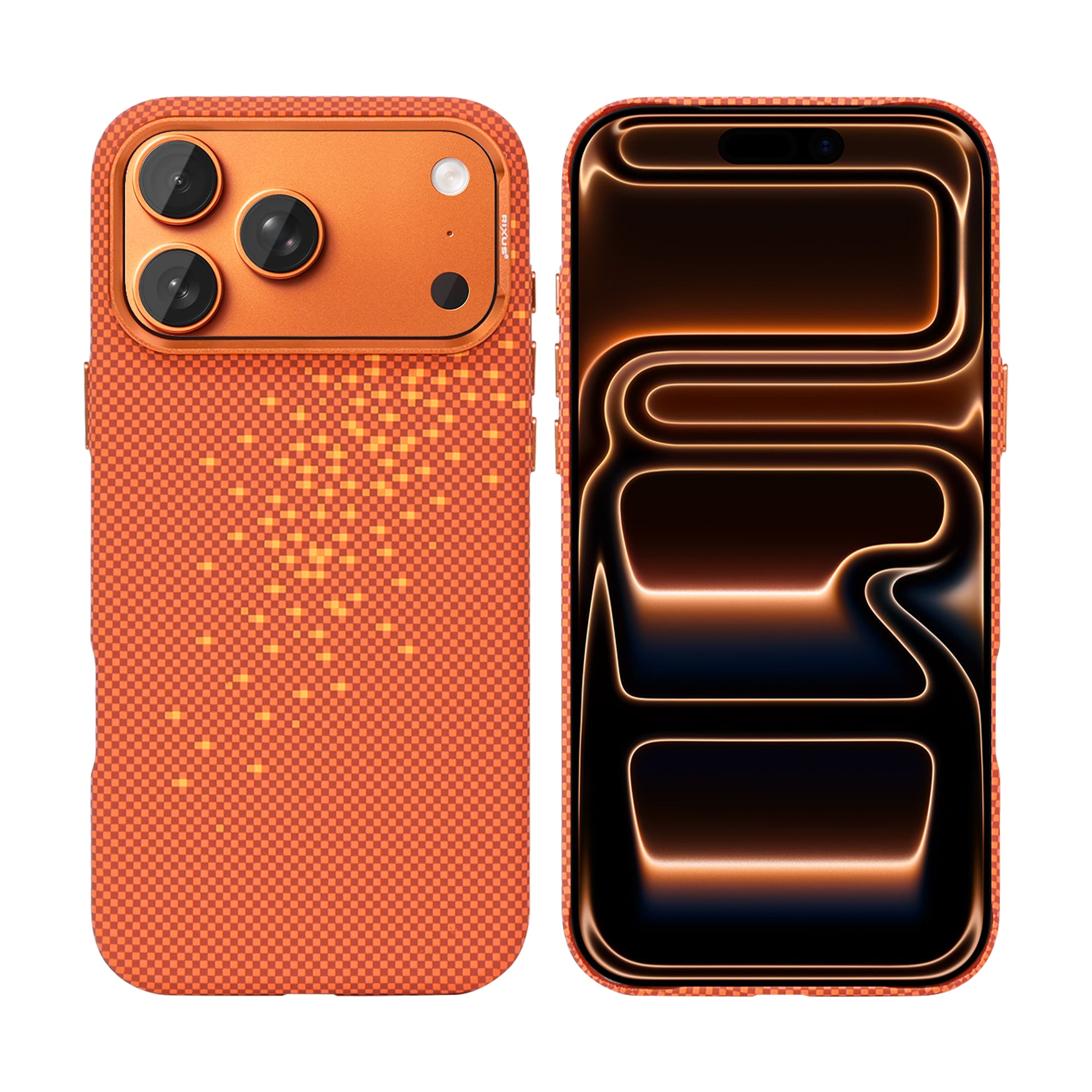 Rixus Alpine Ultra-Slim Case With MagSafe Compatible RXD021 For Apple iPhone 17 Pro Max Galaxy Orange
