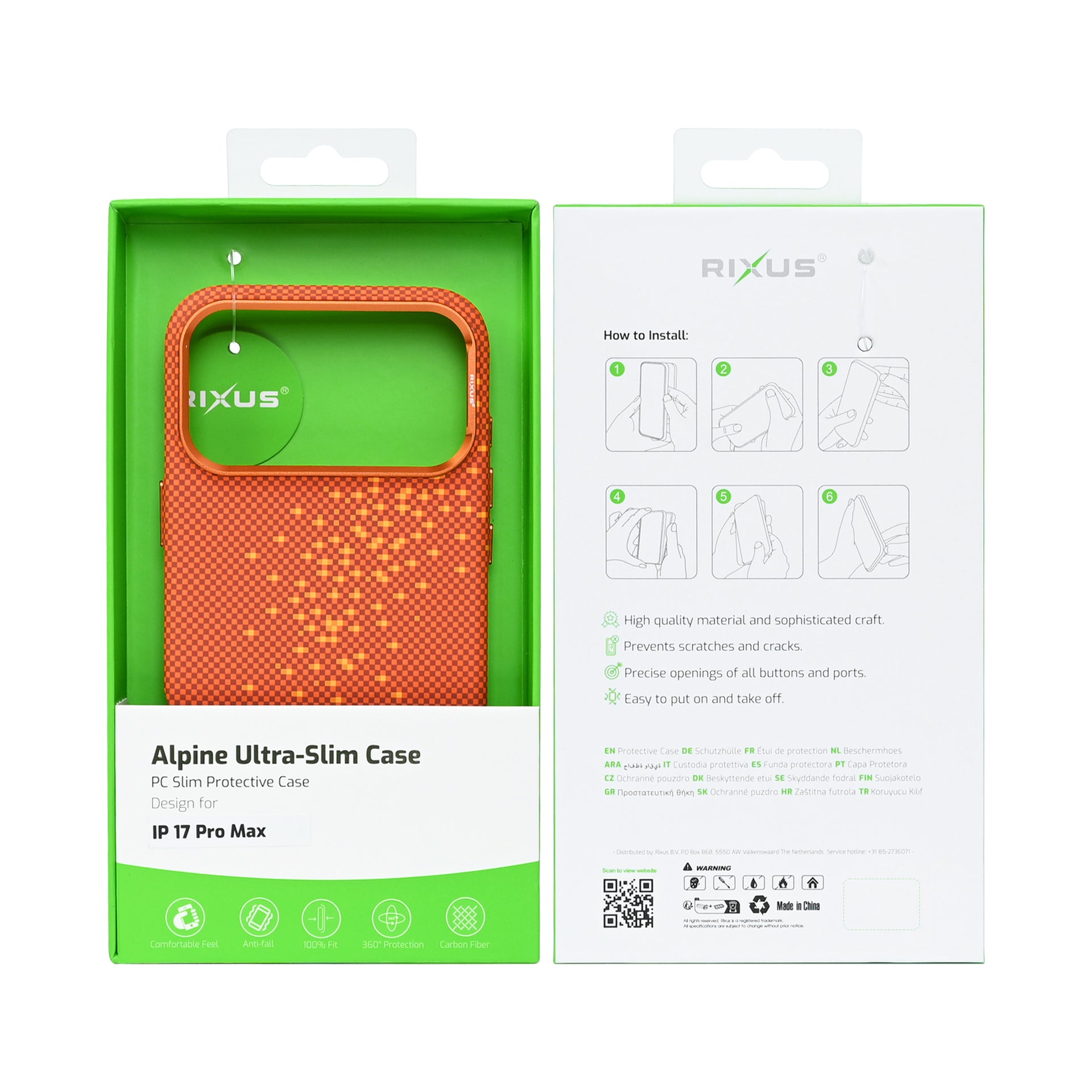 Rixus Alpine Ultra-Slim Case With MagSafe Compatible RXD021 For Apple iPhone 17 Pro Max Galaxy Orange