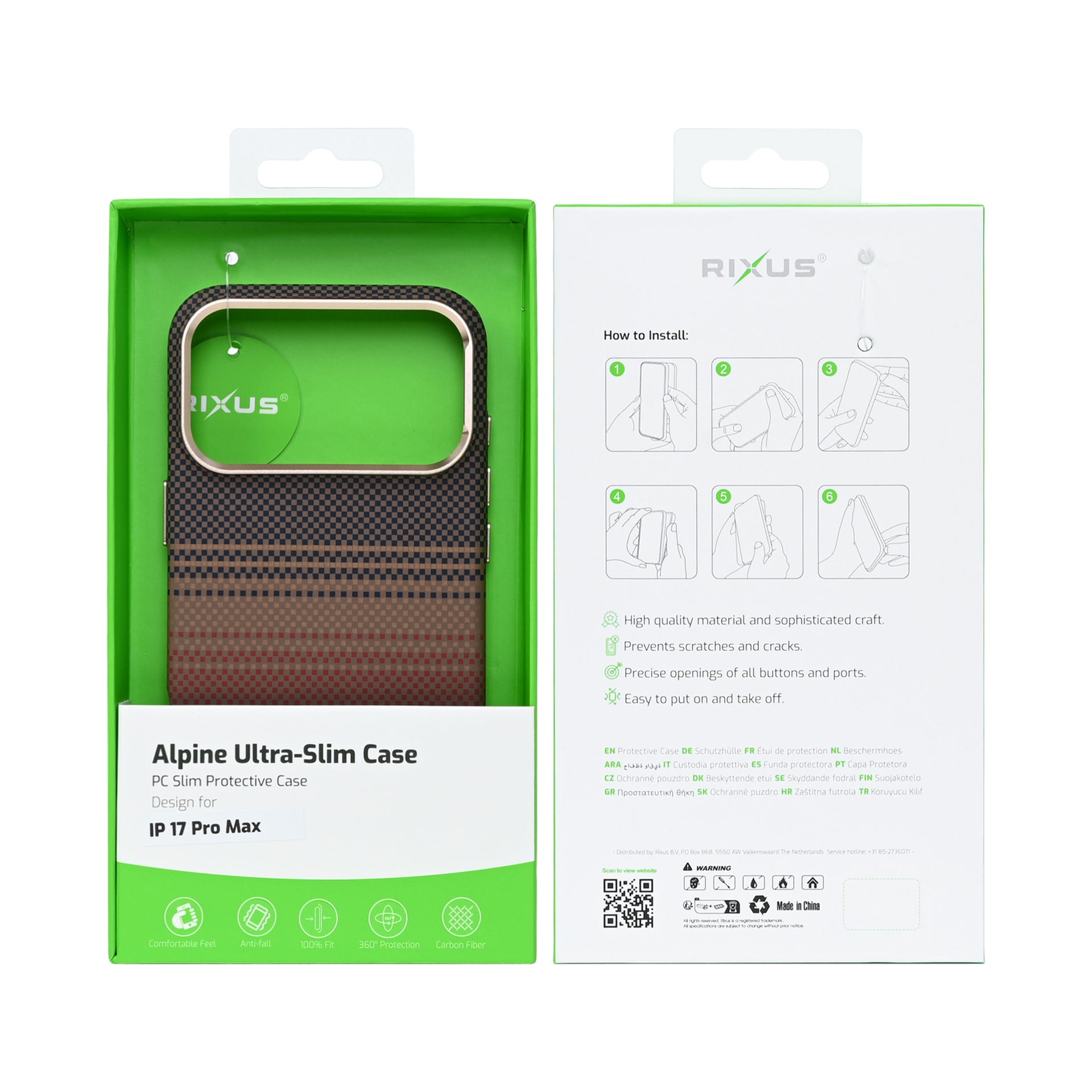 Rixus Alpine Ultra-Slim Case With MagSafe Compatible RXA130 For Apple iPhone 17 Pro Max Stripe Brown