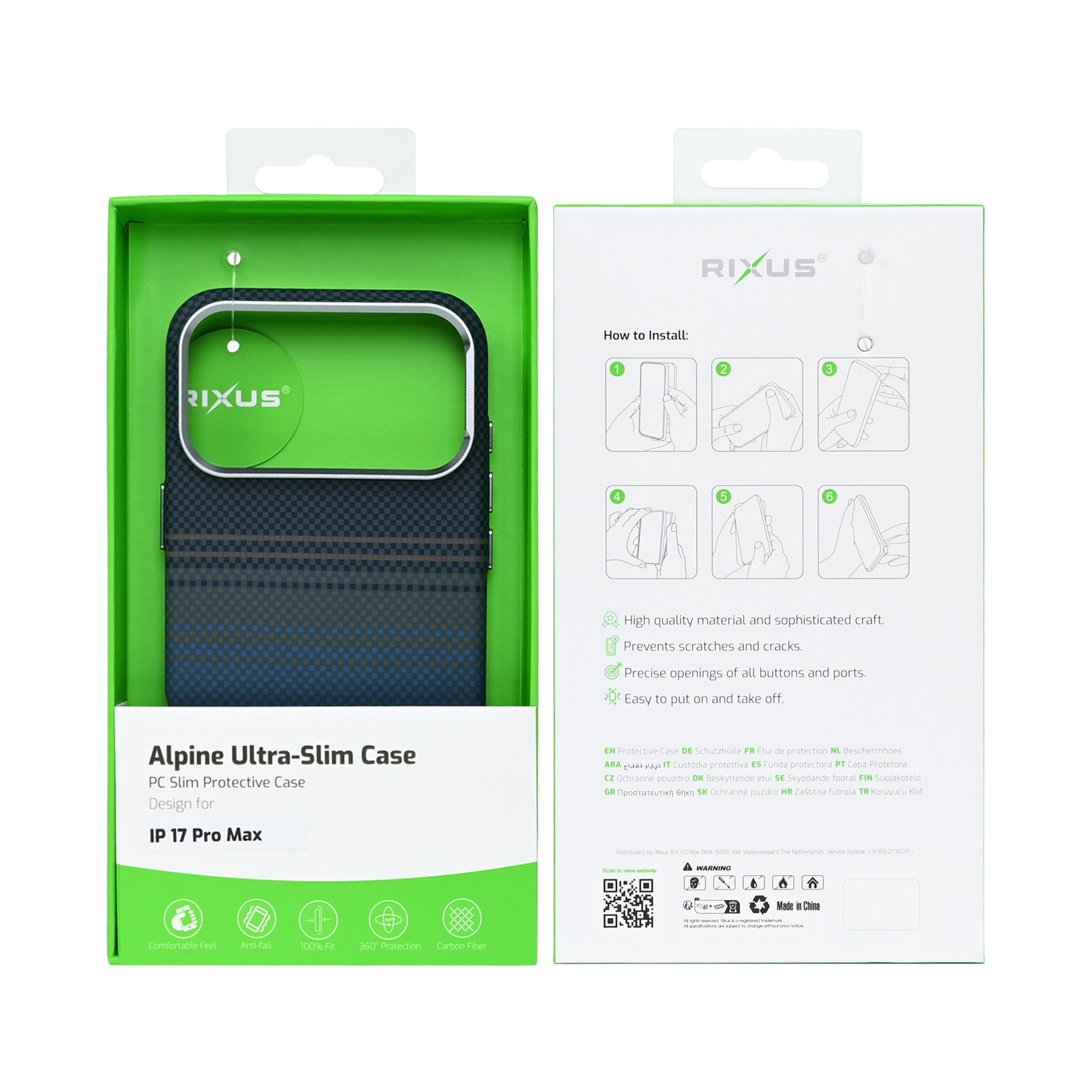 Rixus Alpine Ultra-Slim Case With MagSafe Compatible RXA131 For Apple iPhone 17 Pro Max Stripe Blue