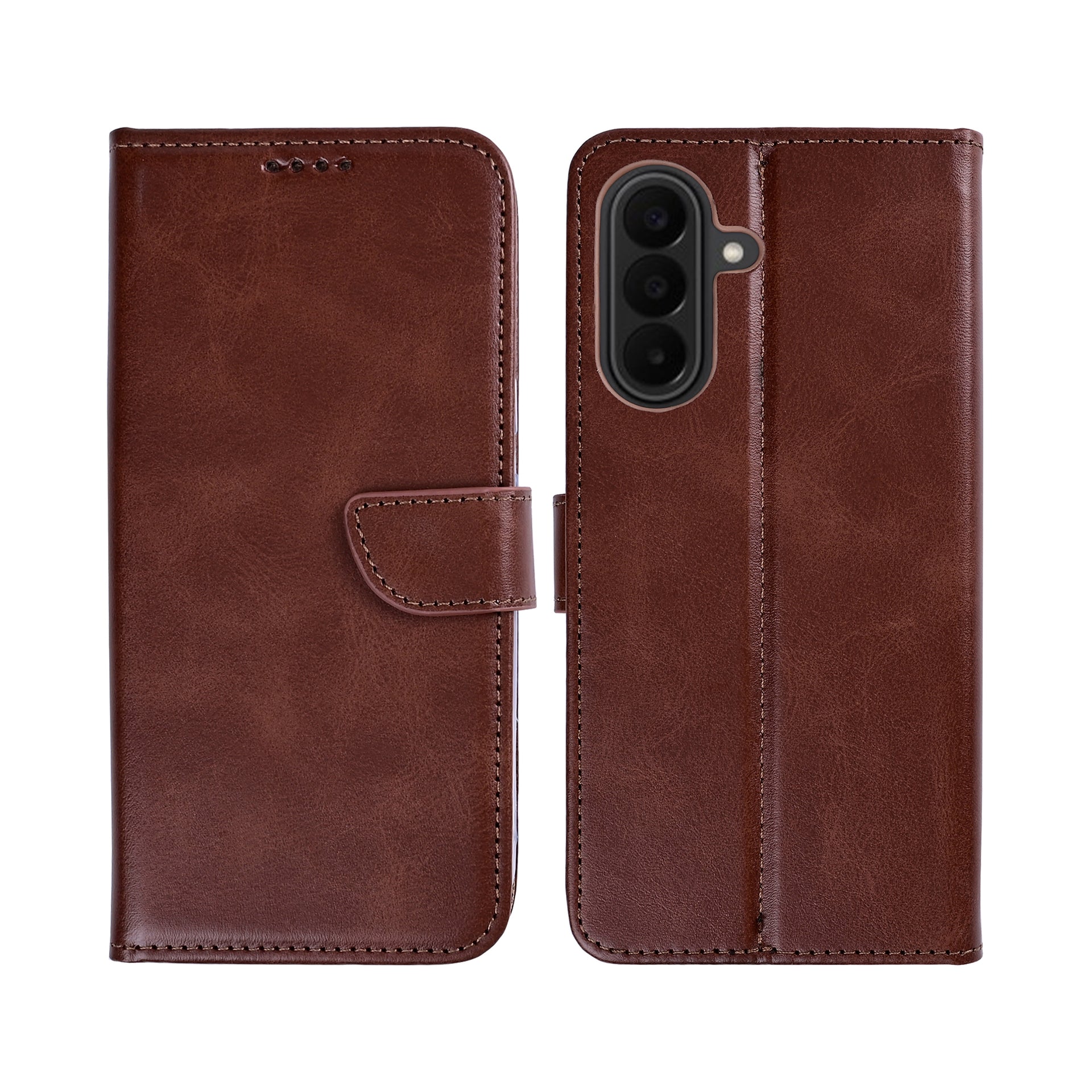 Rixus Bookcase For Samsung Galaxy A27 Brown