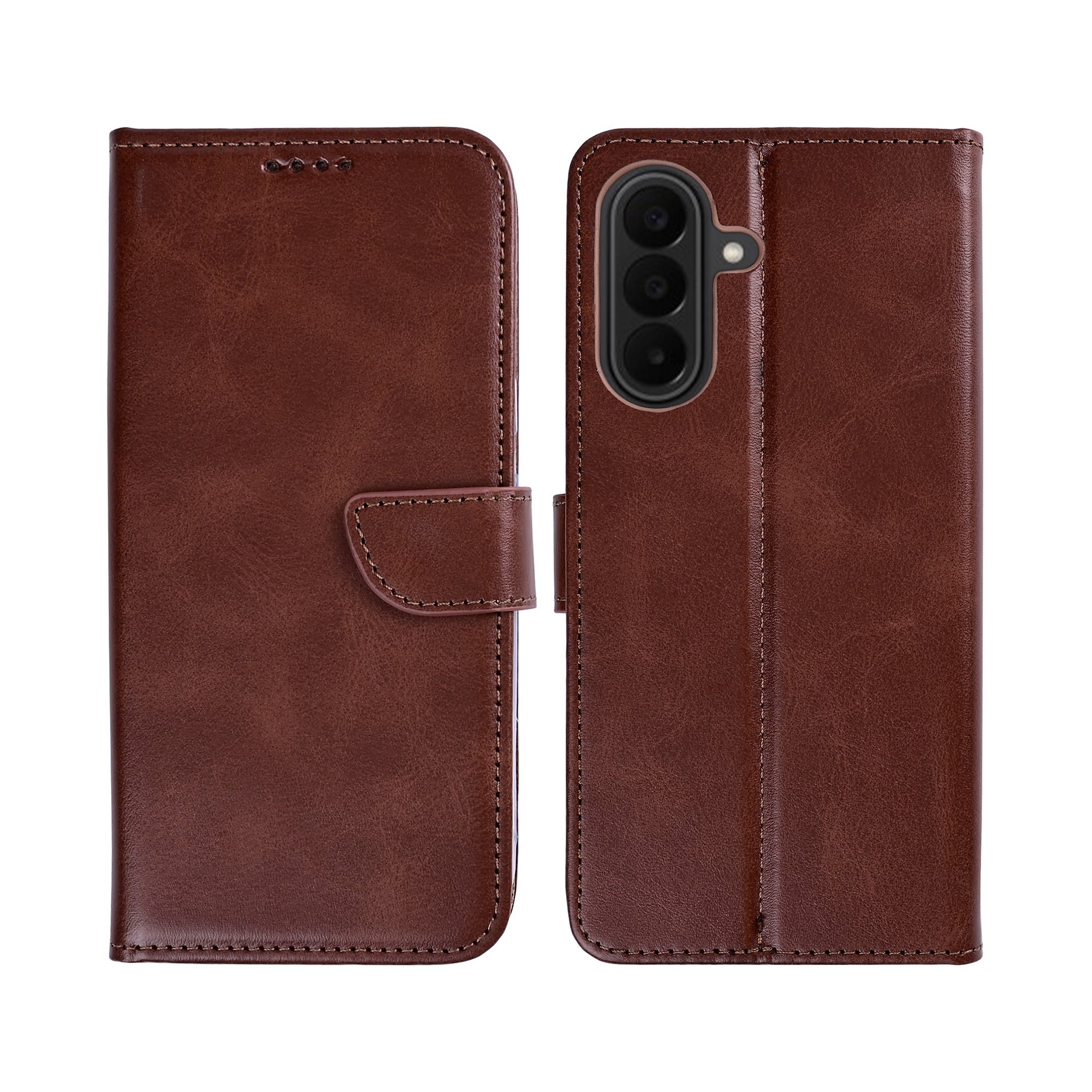 Rixus Bookcase For Samsung Galaxy A27 Brown