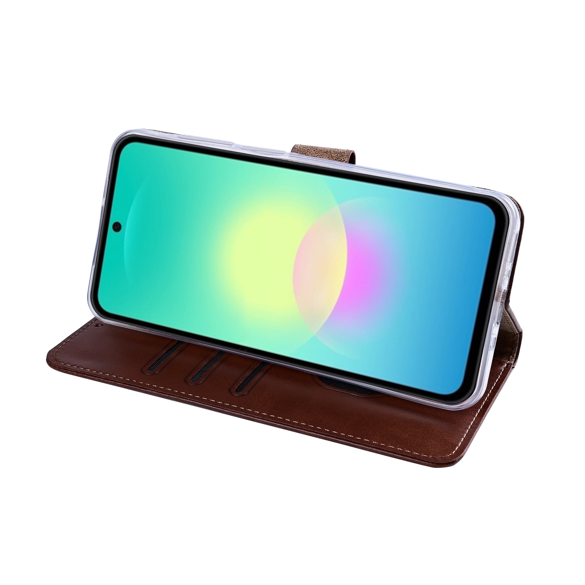 Rixus Bookcase For Samsung Galaxy A27 Brown