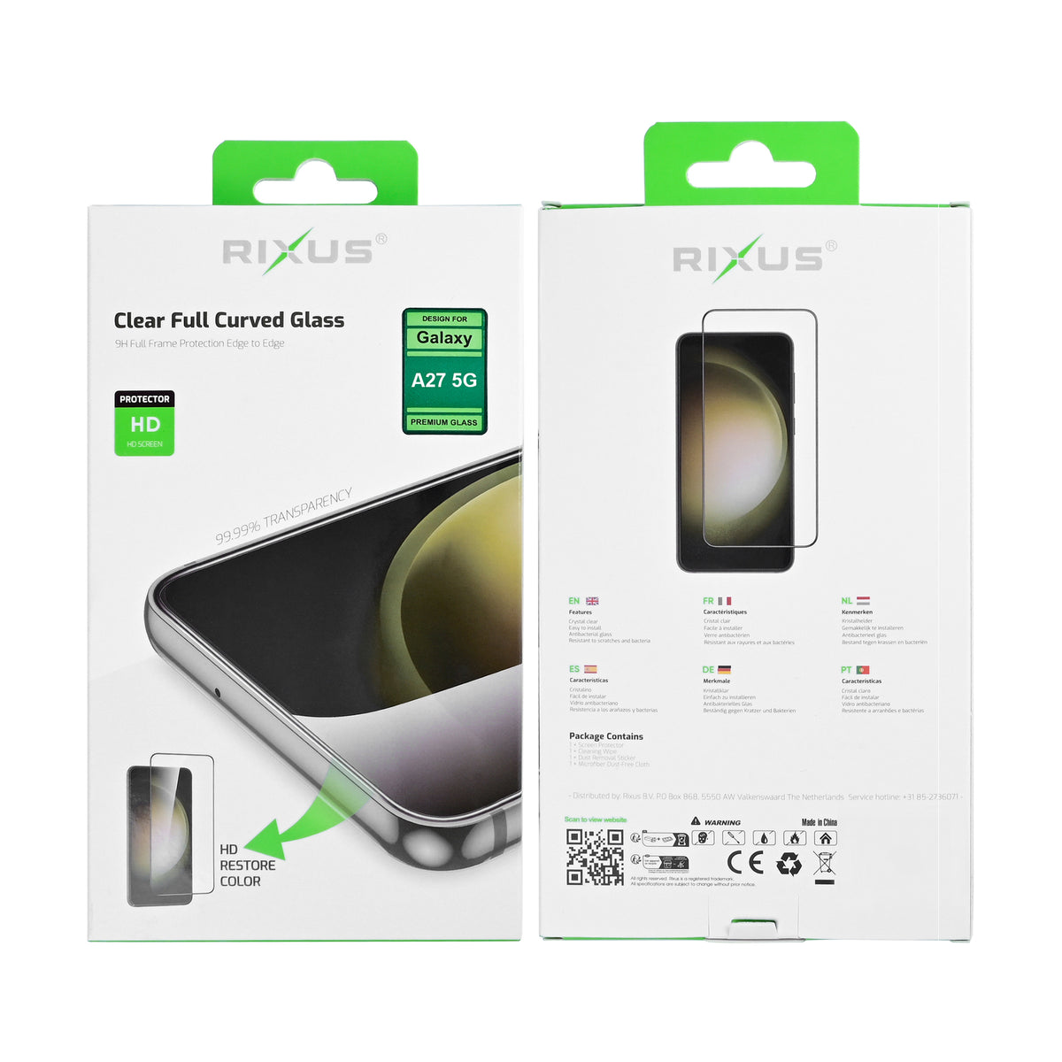 Rixus Clear HD Full Curved Edge Tempered Glass For Samsung Galaxy A27