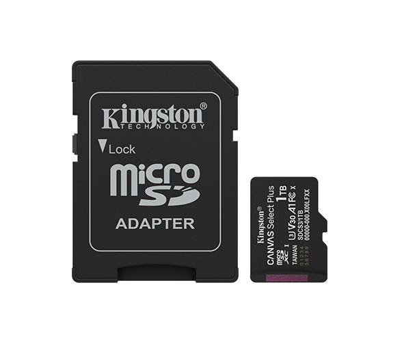 Kingston 1TB Canvas Select Plus MicroSD Memory Card 100R A1 C10 Card With Adapter Black