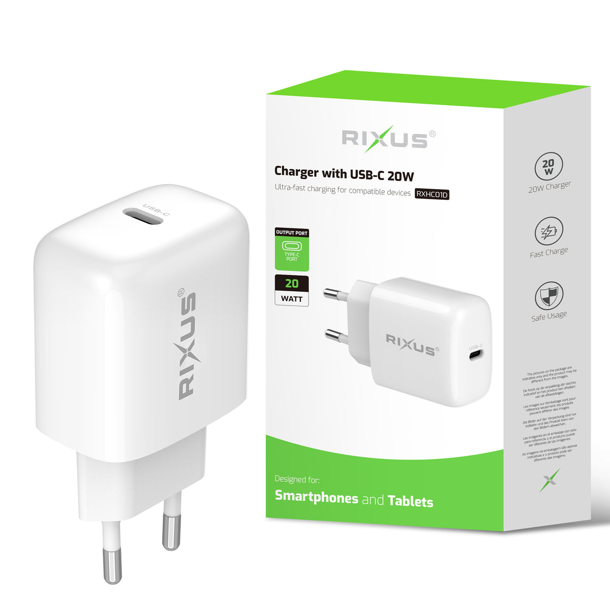 Rixus RXHC01D Charger With USB-C 20W (Counter Display 02)