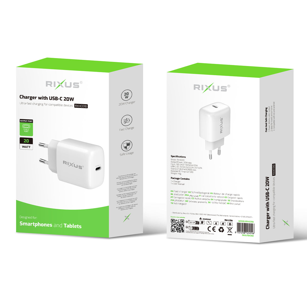 Rixus RXHC01D Charger With USB-C 20W (Counter Display 02)