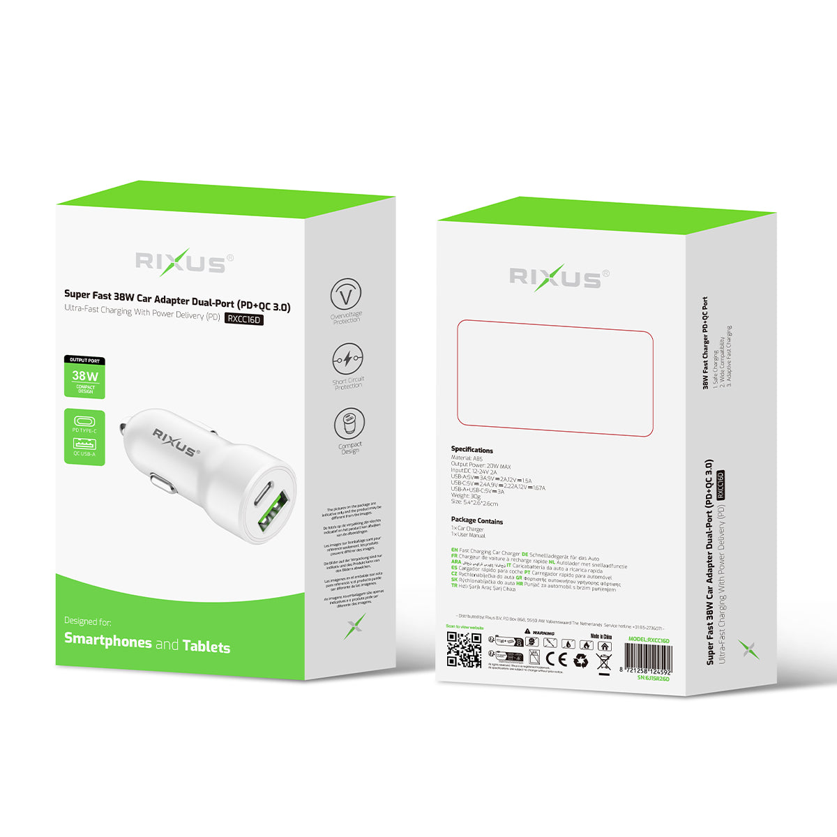 Rixus RXCC16D Fast Car Adapter Dual Port (PD+QC 3.0) (Counter Display 02)