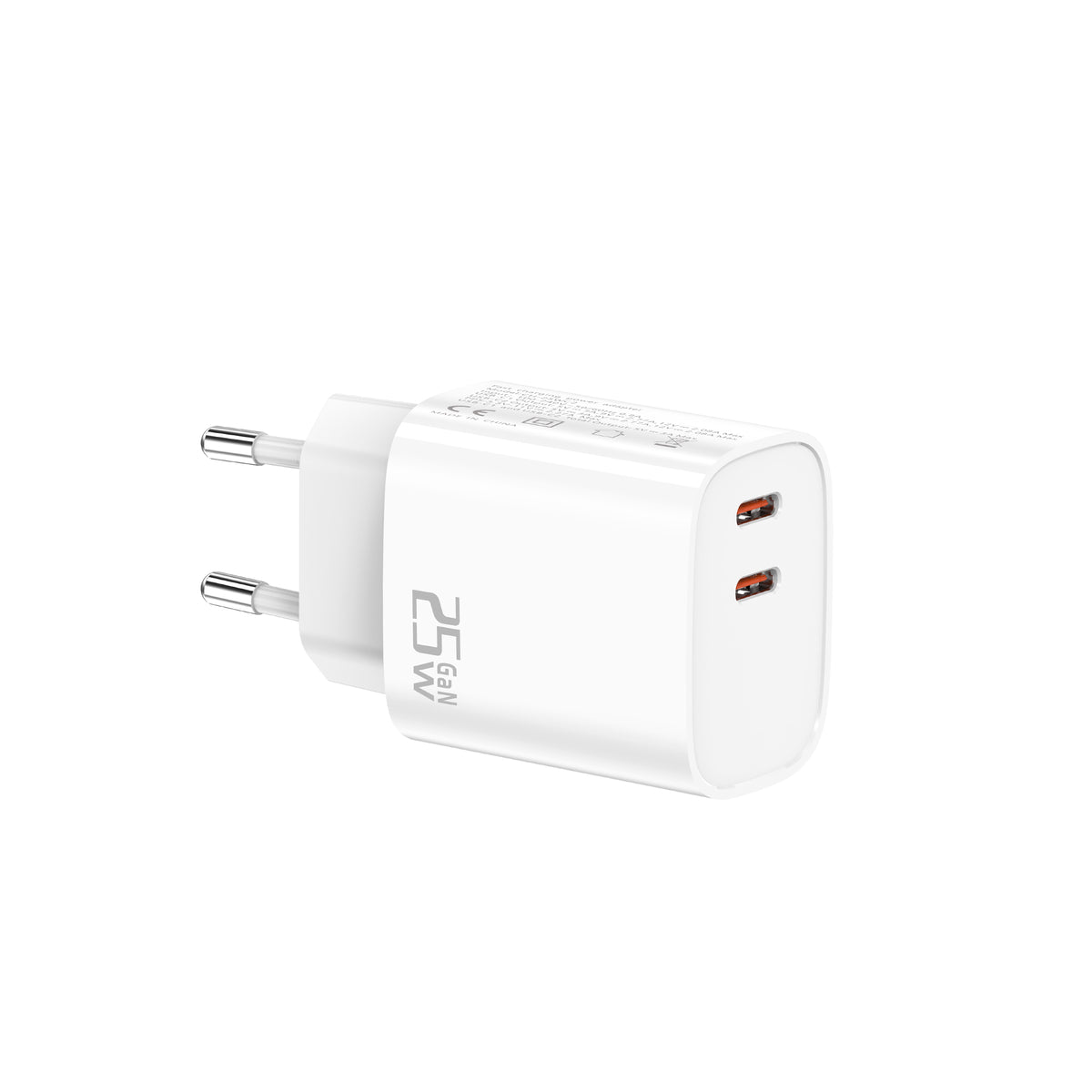 Fast Charging Adapter CH25WC2 Dual USB-C Ports 25W White Retail Box