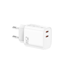 Fast Charging Adapter CH25WC2 Dual USB-C Ports 25W White Retail Box