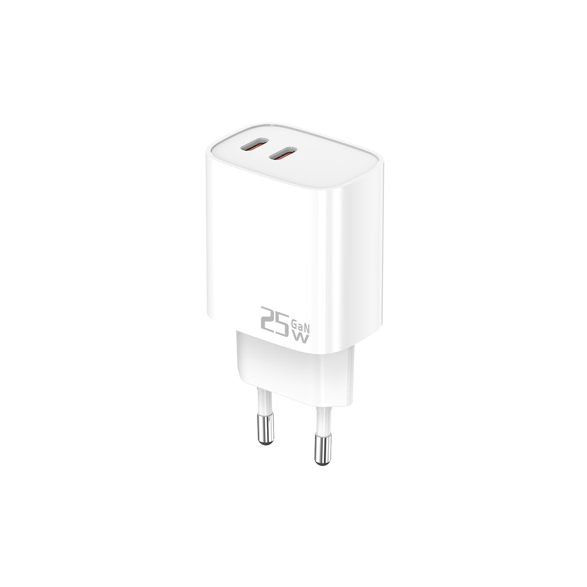 Fast Charging Adapter CH25WC2 Dual USB-C Ports 25W White Retail Box