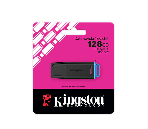 Kingston 128GB DataTraveler Exodia USB3.2 Gen 2 Flash Drive Black And Blue