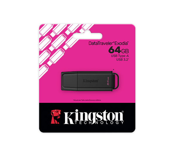 Kingston 64GB DataTraveler Exodia USB3.2 Gen 2 Flash Drive Black