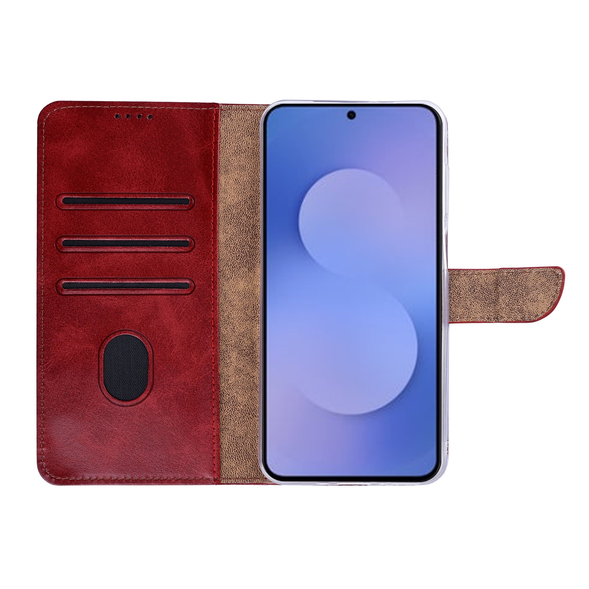 Rixus Bookcase For Samsung Galaxy S26 FE Dark Red