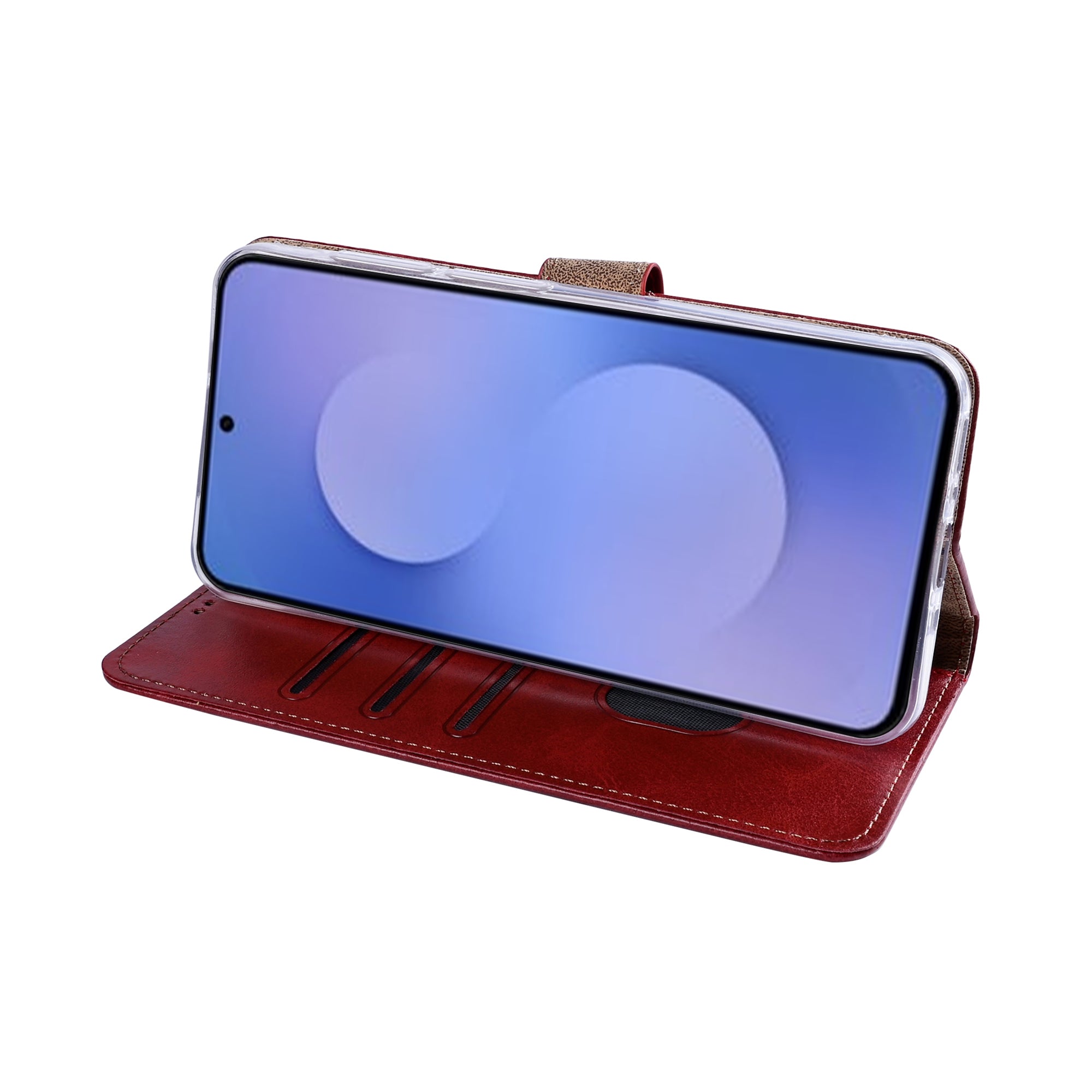 Rixus Bookcase For Samsung Galaxy S26 FE Dark Red