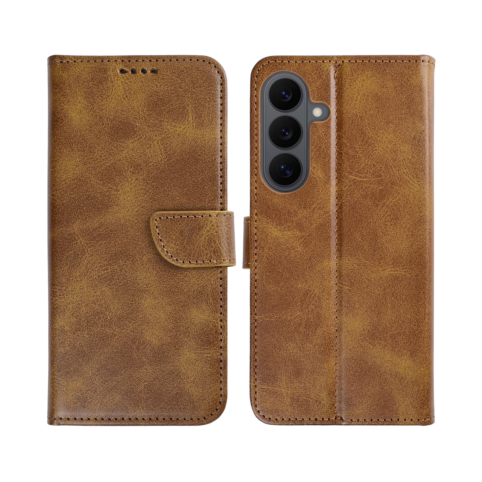 Rixus Bookcase For Samsung Galaxy S26 FE Light Brown